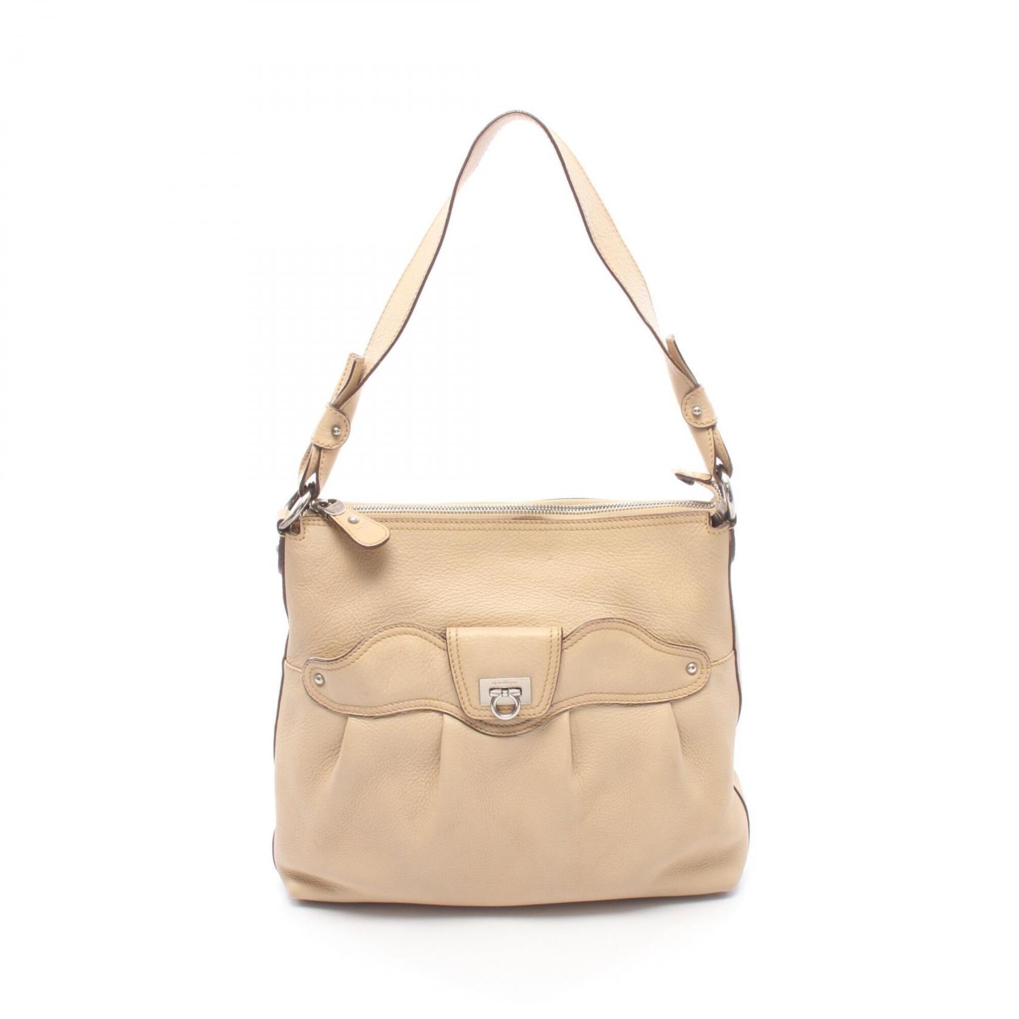 Salvatore Ferragamo Beige Leather Handbag Shoulder Bag (Pre-Owned)