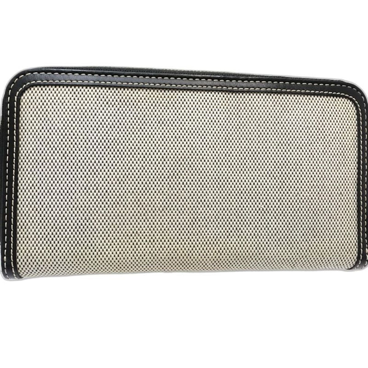 Burberry Black White Canvas Leather Long Wallet (Bi-Fold) (Pre-Owned)