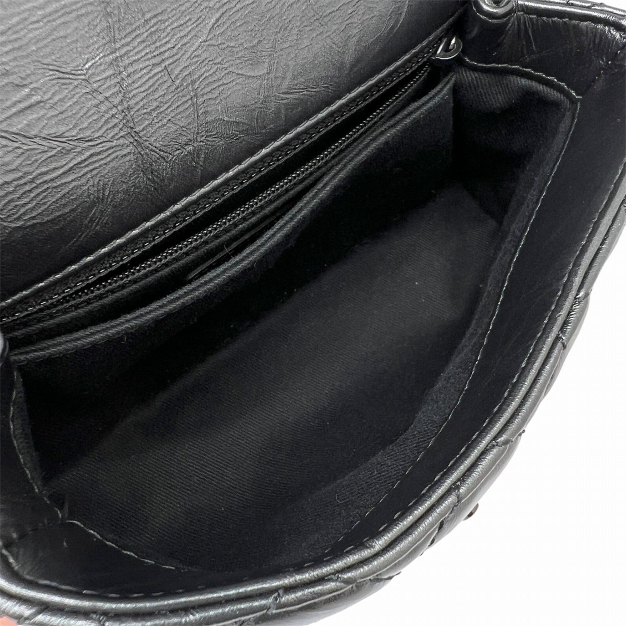 Chanel Metallic Gray Leather Handbag Shoulder Bag (Pre-Owned)