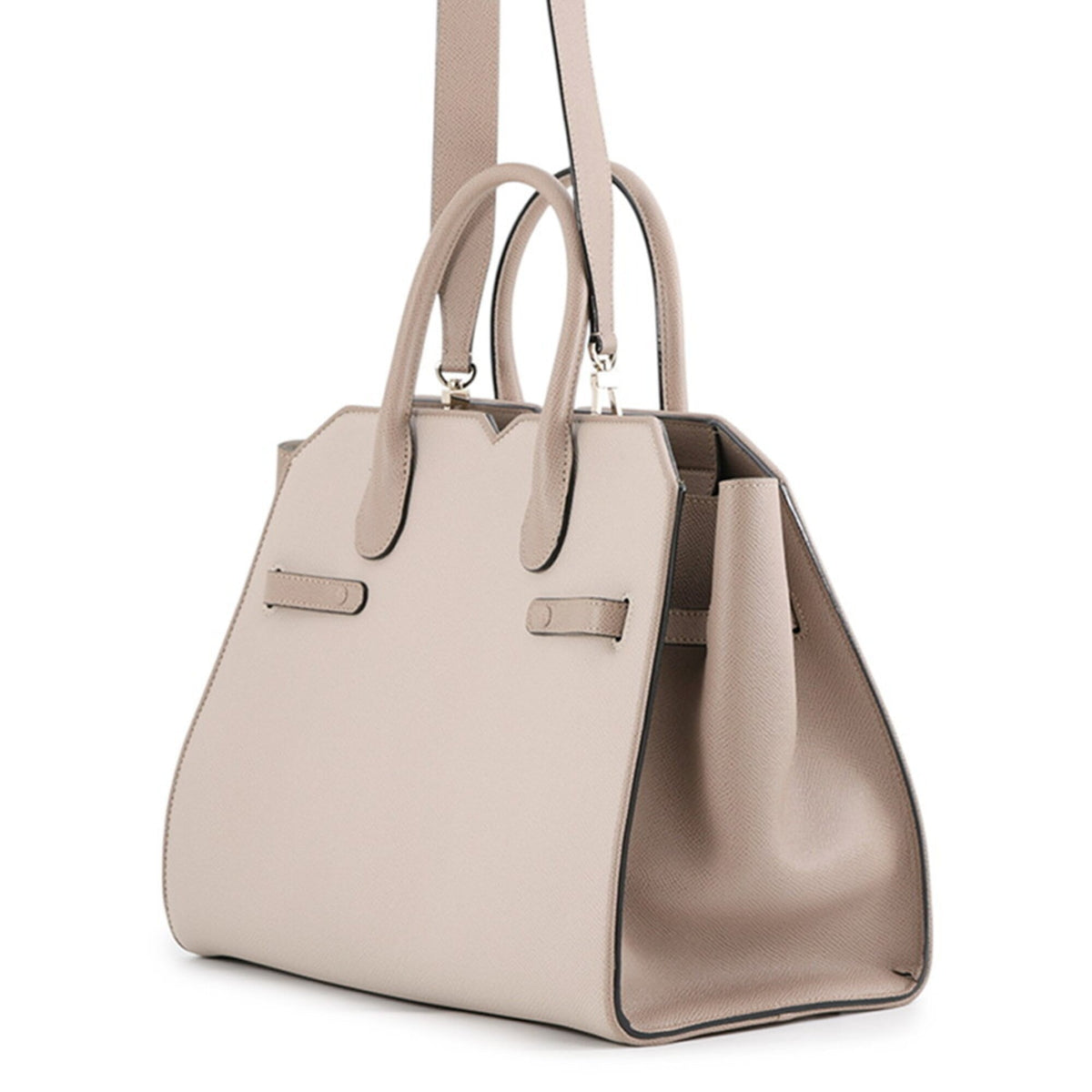 Valextra Champagne Gold Leather Handbag (Pre-Owned)