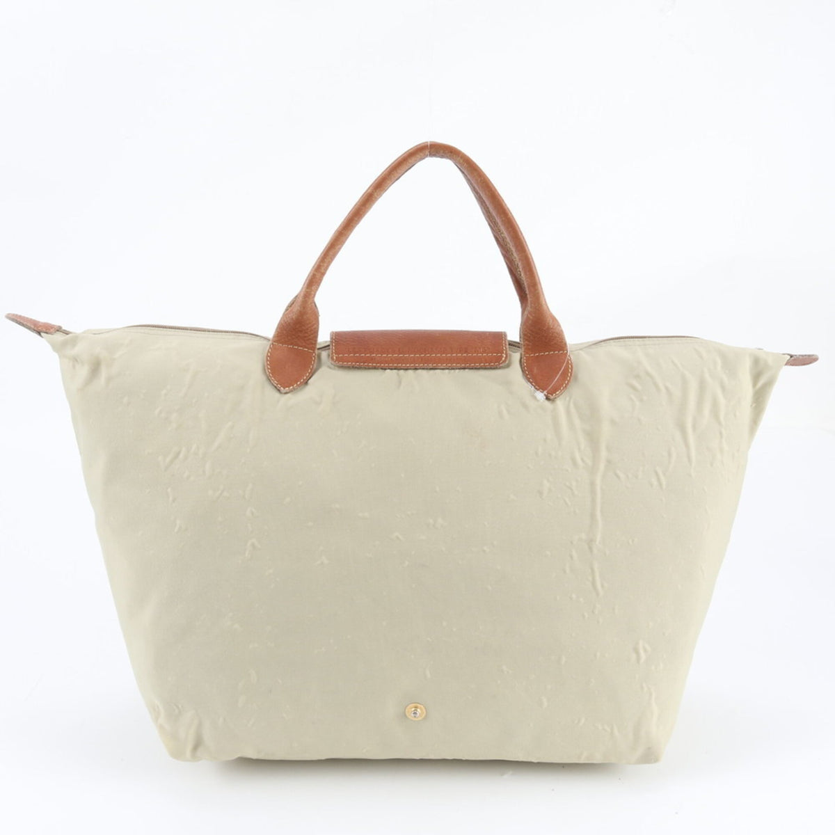 Longchamp Beige Leather Nylon Shoulder Bag Tote Bag (Pre-Owned)