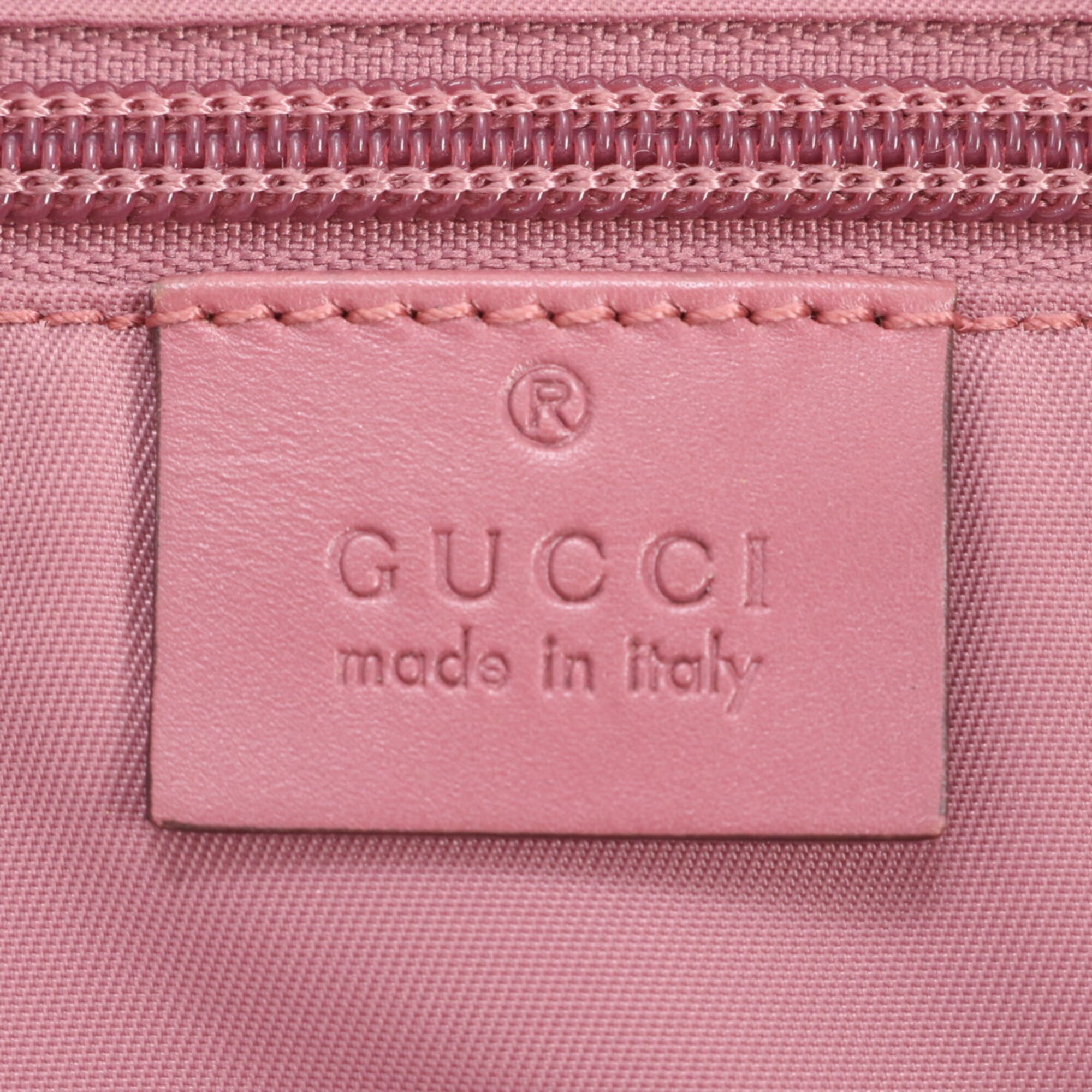 Gucci Pink Leather Coated Canvas Handbag Shoulder Bag Tote Bag (Pre-Owned)