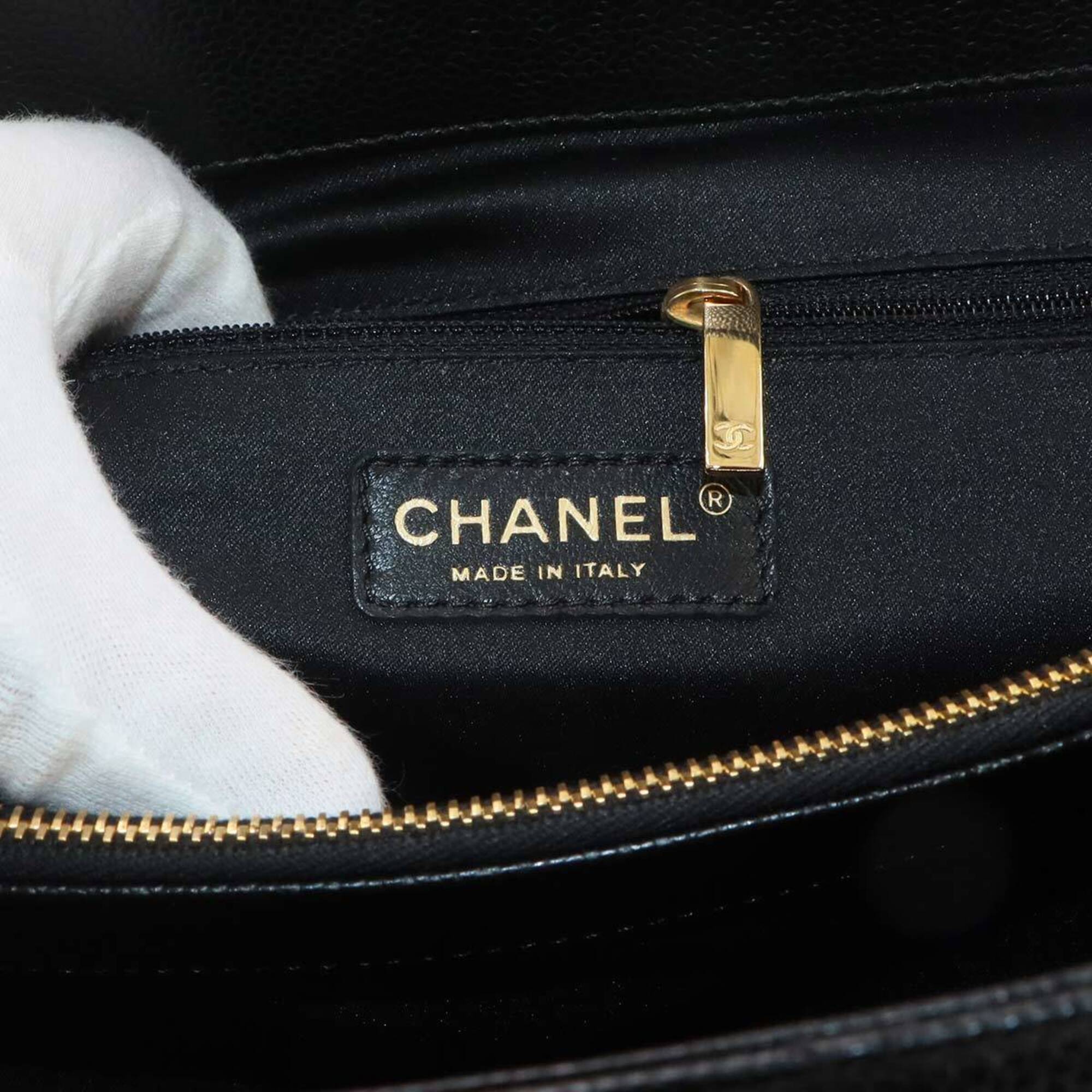 Chanel Black Grained Calfskin Handbag Tote Bag (Pre-Owned)