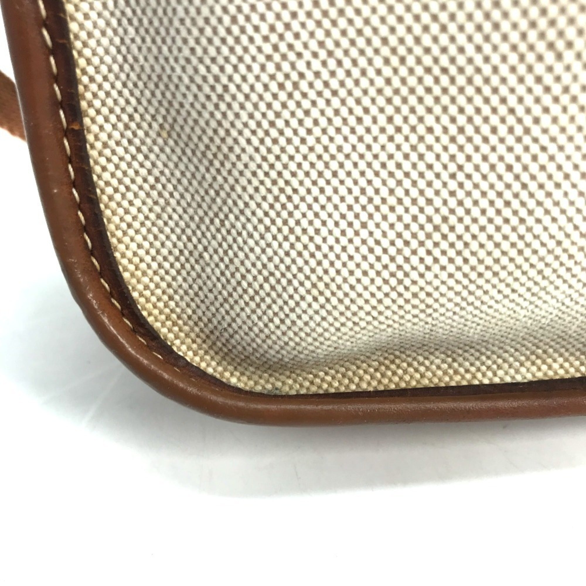 Hermes Vespa Beige Toile Officier Leather Shoulder Bag Tote Bag (Pre-Owned)