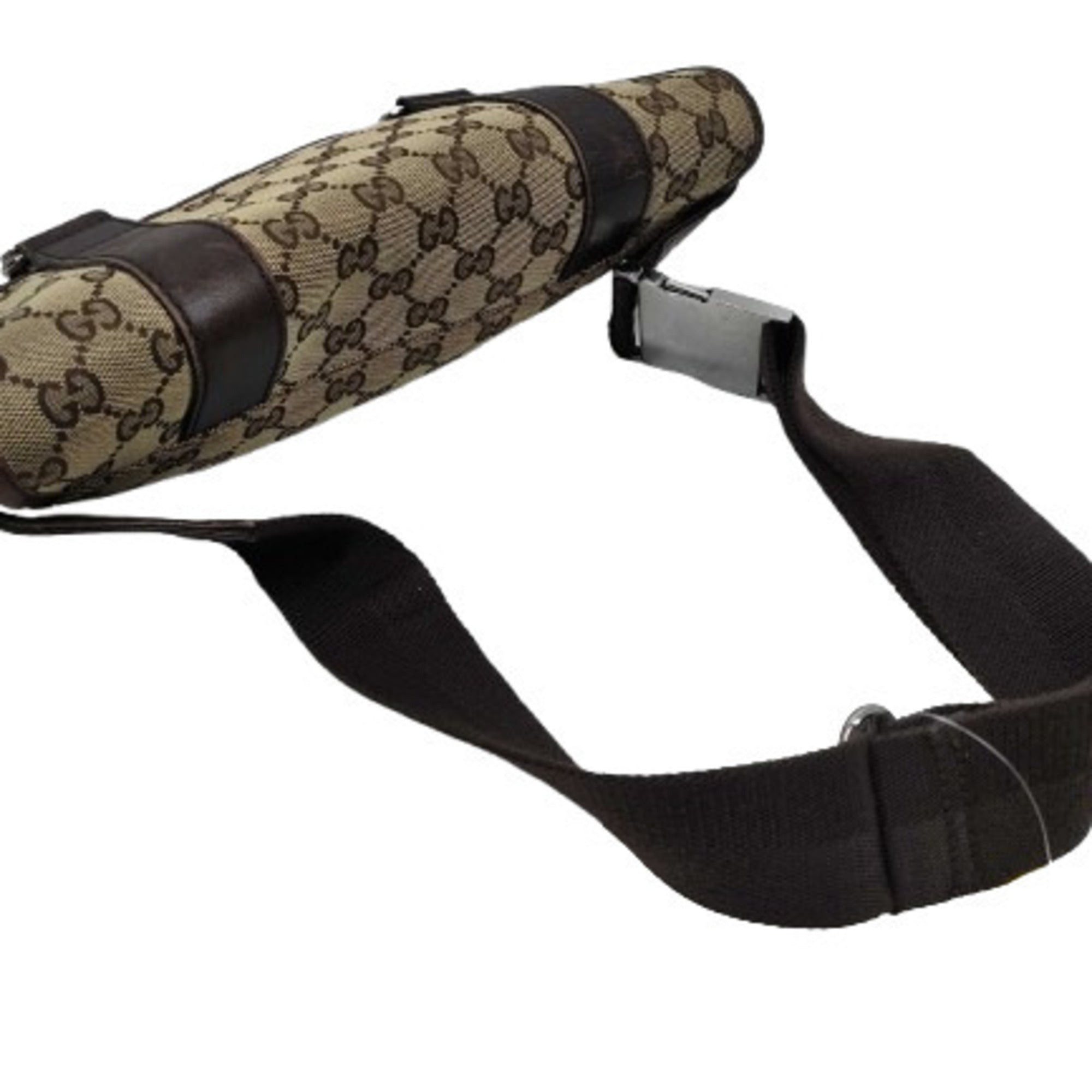 Gucci Beige Brown Gg Canvas Leather Fanny Pack Sling Bag (Pre-Owned)