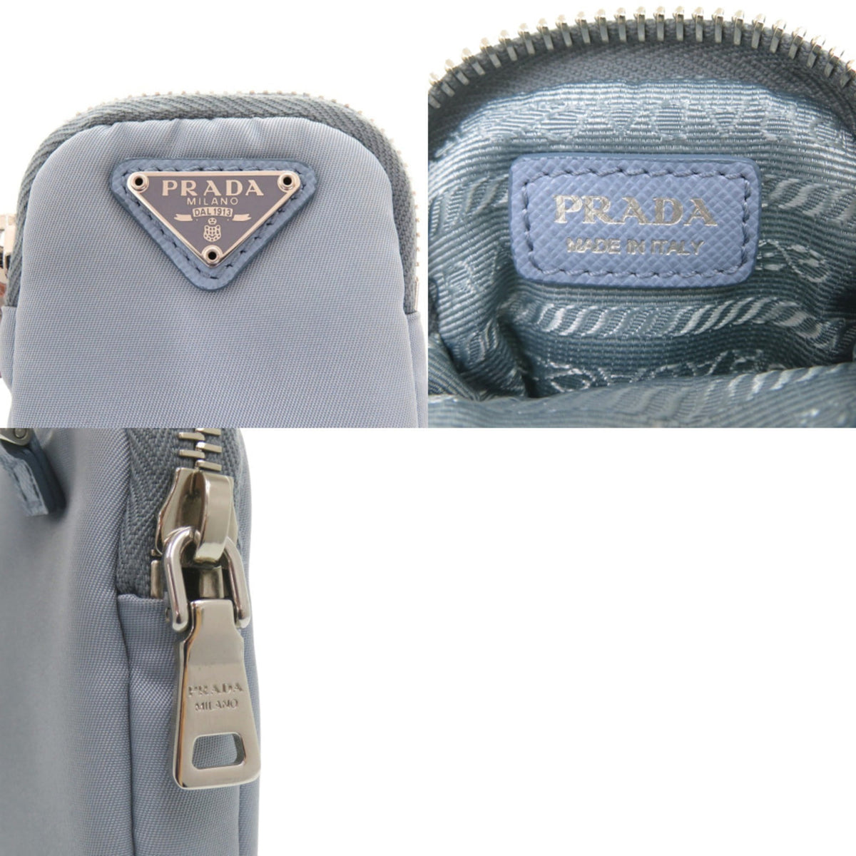 Prada Light Blue Nylon Handbag Pouch (Pre-Owned)