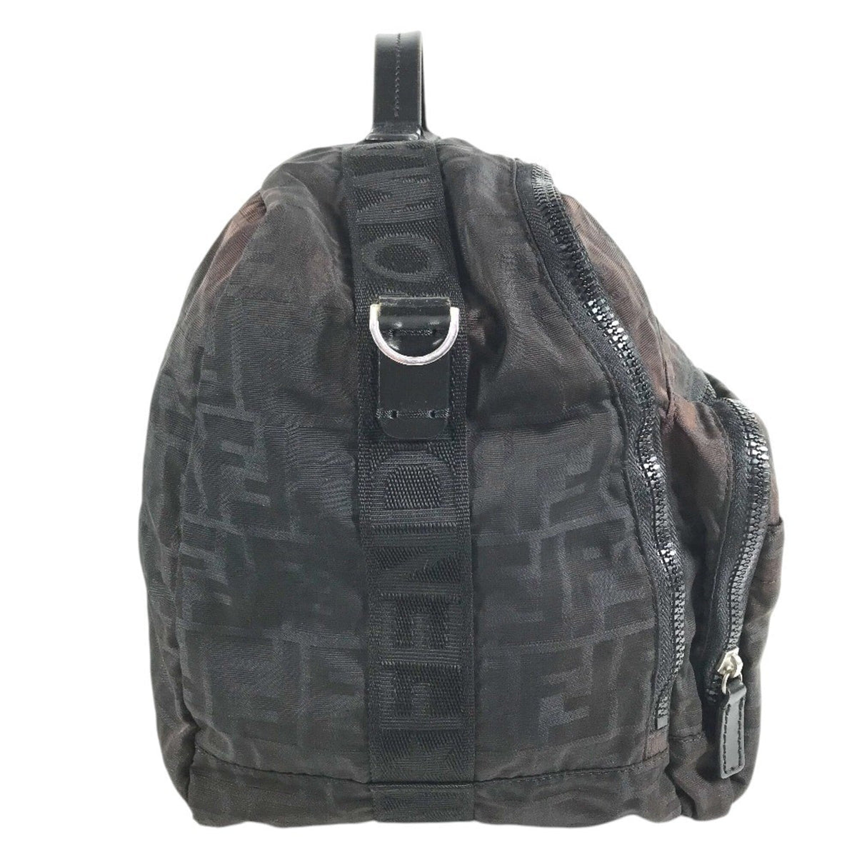Fendi Zucca Black Nylon Boston Bag (Pre-Owned)