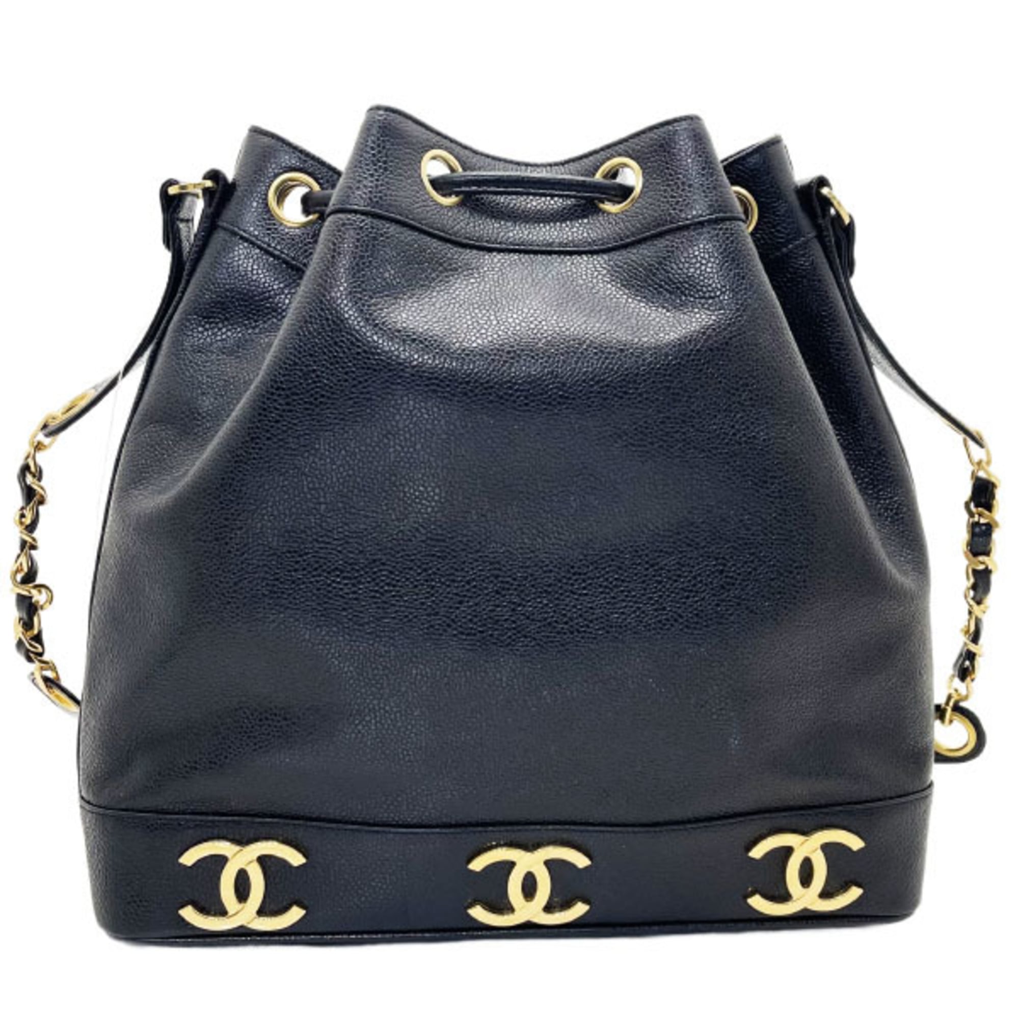 Chanel Black Grained Calfskin Pouch Shoulder Bag (Pre-Owned)