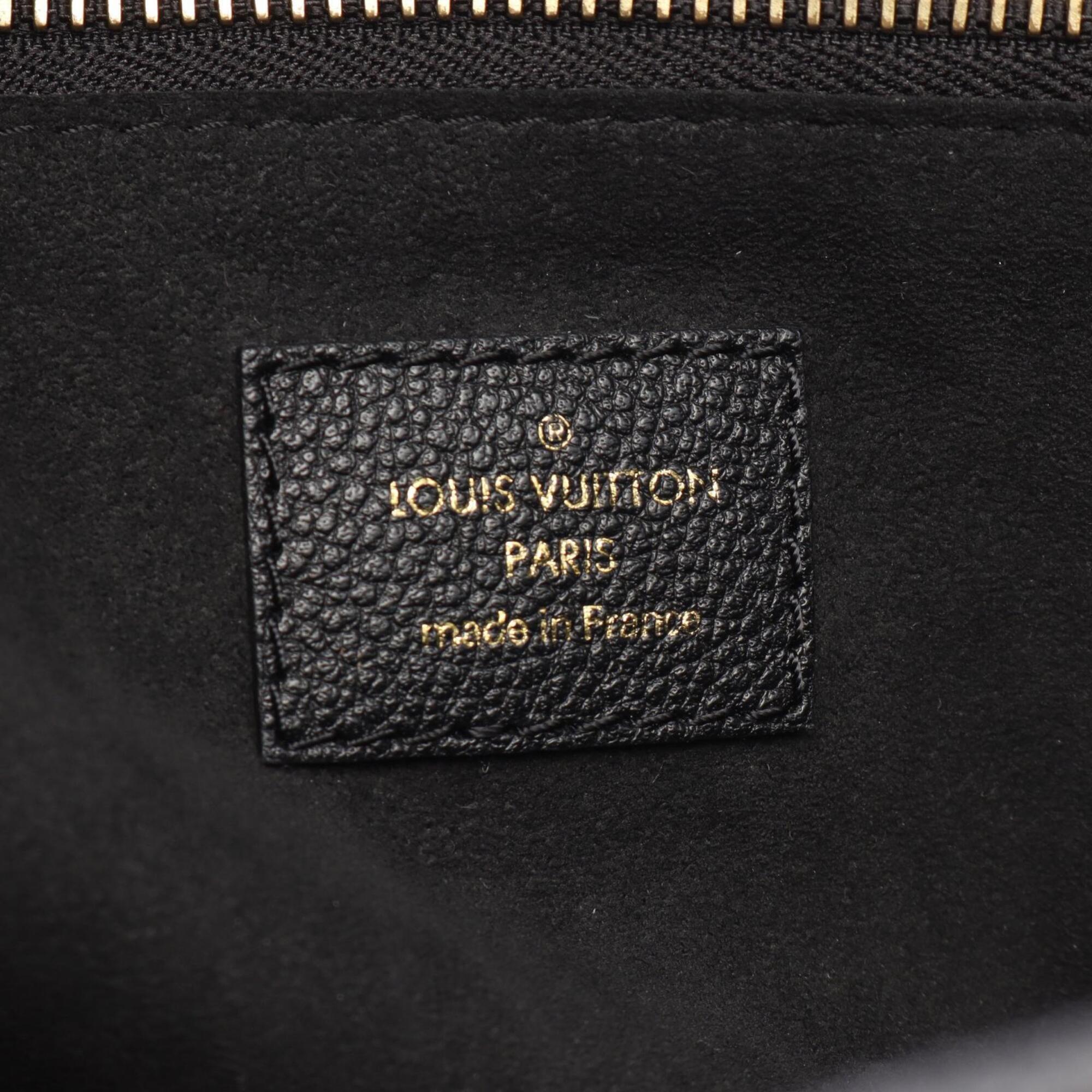 Louis Vuitton Beige Black Leather Handbag Pouch Tote Bag (Pre-Owned)