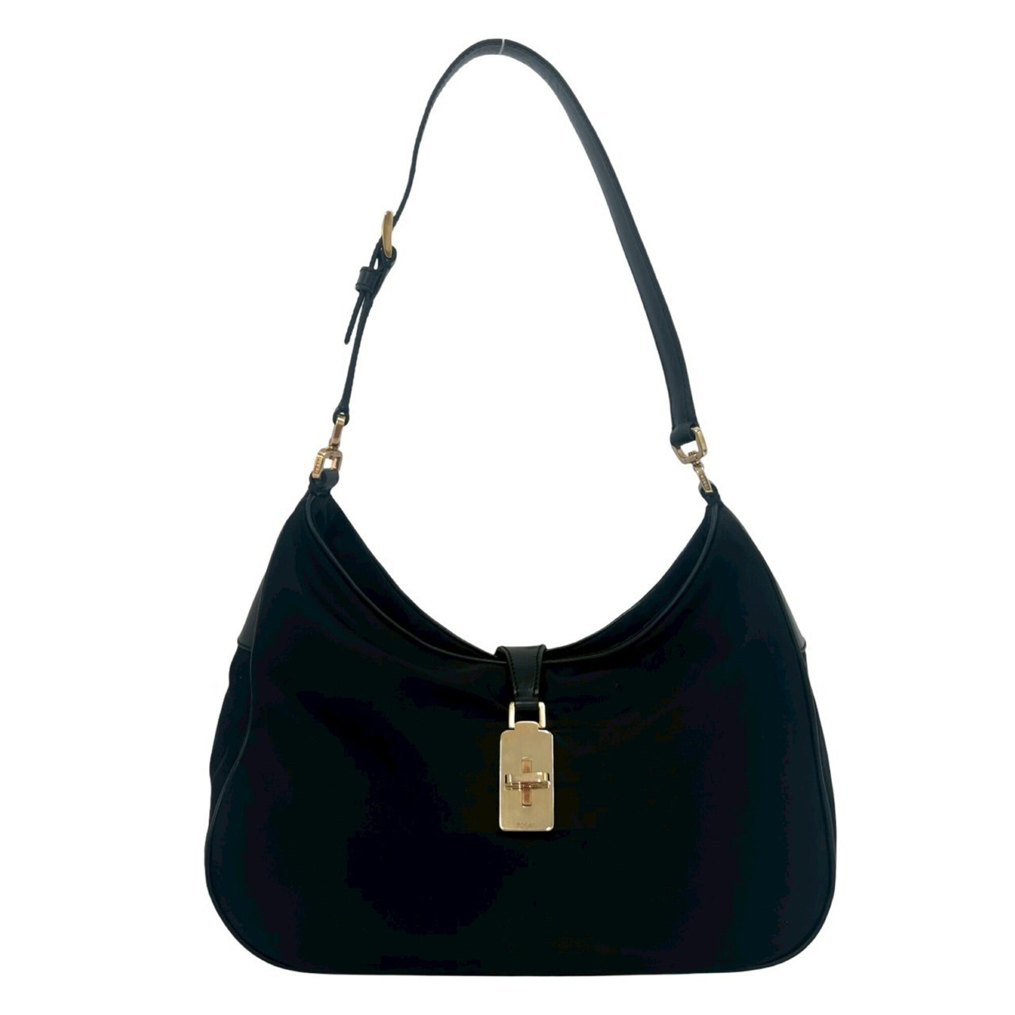 Prada Black Nylon Leather Handbag Shoulder Bag (Pre-Owned)