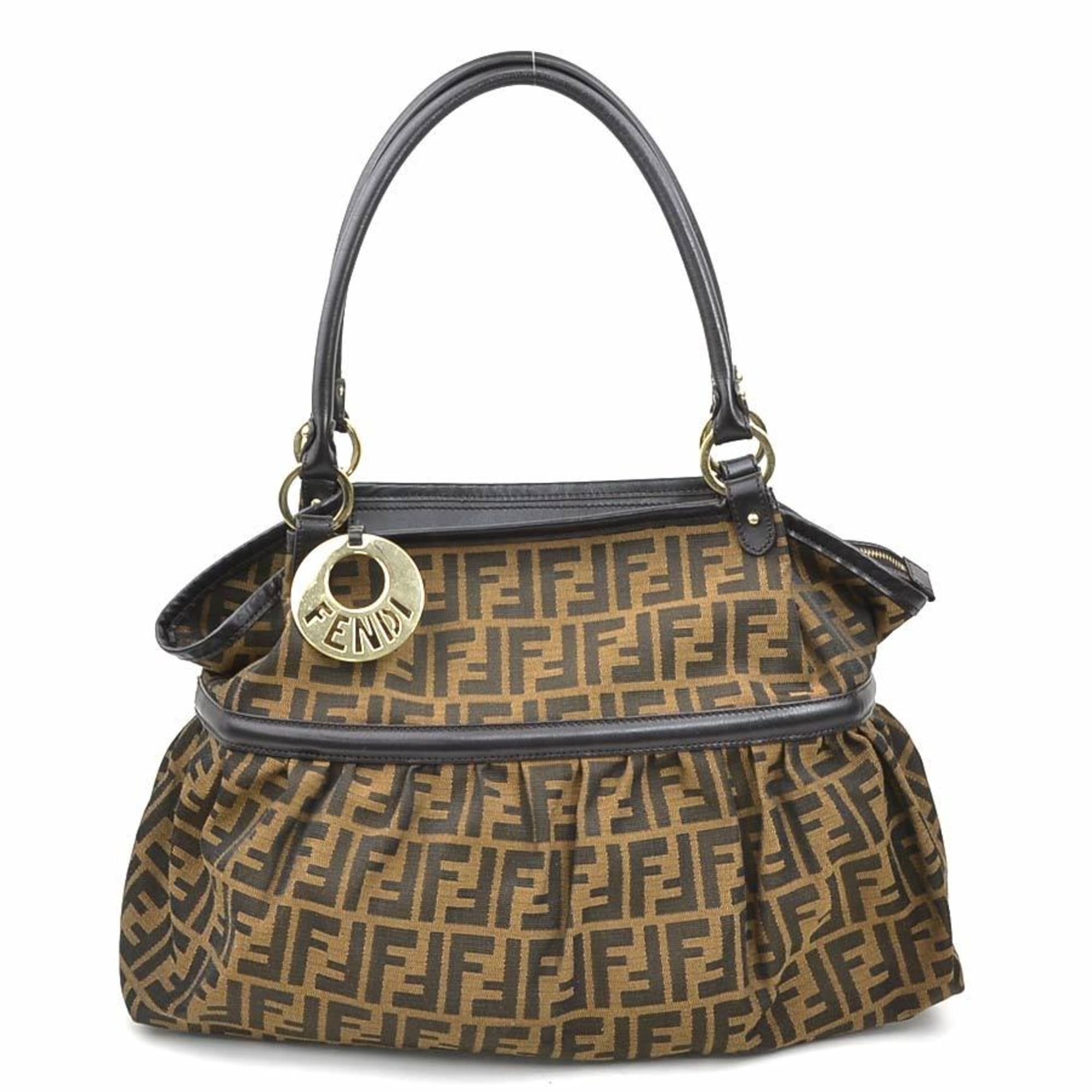 Fendi Brown Canvas Leather Shoulder Bag (Pre-Owned)