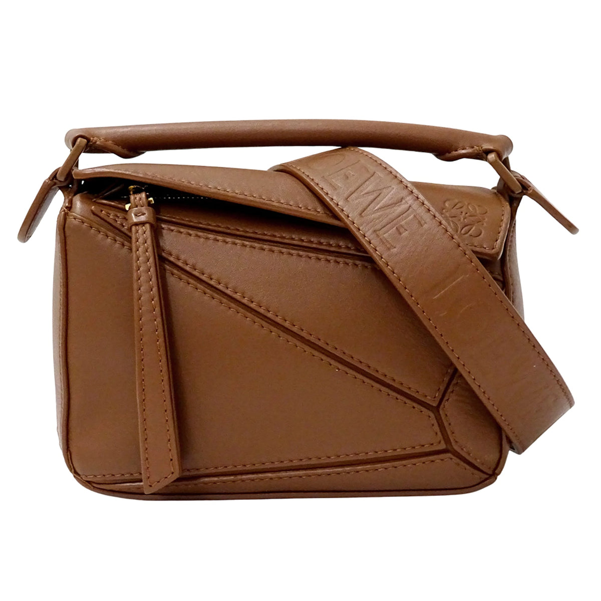 Loewe Puzzle Brown Leather Handbag Shoulder Bag (Pre-Owned)