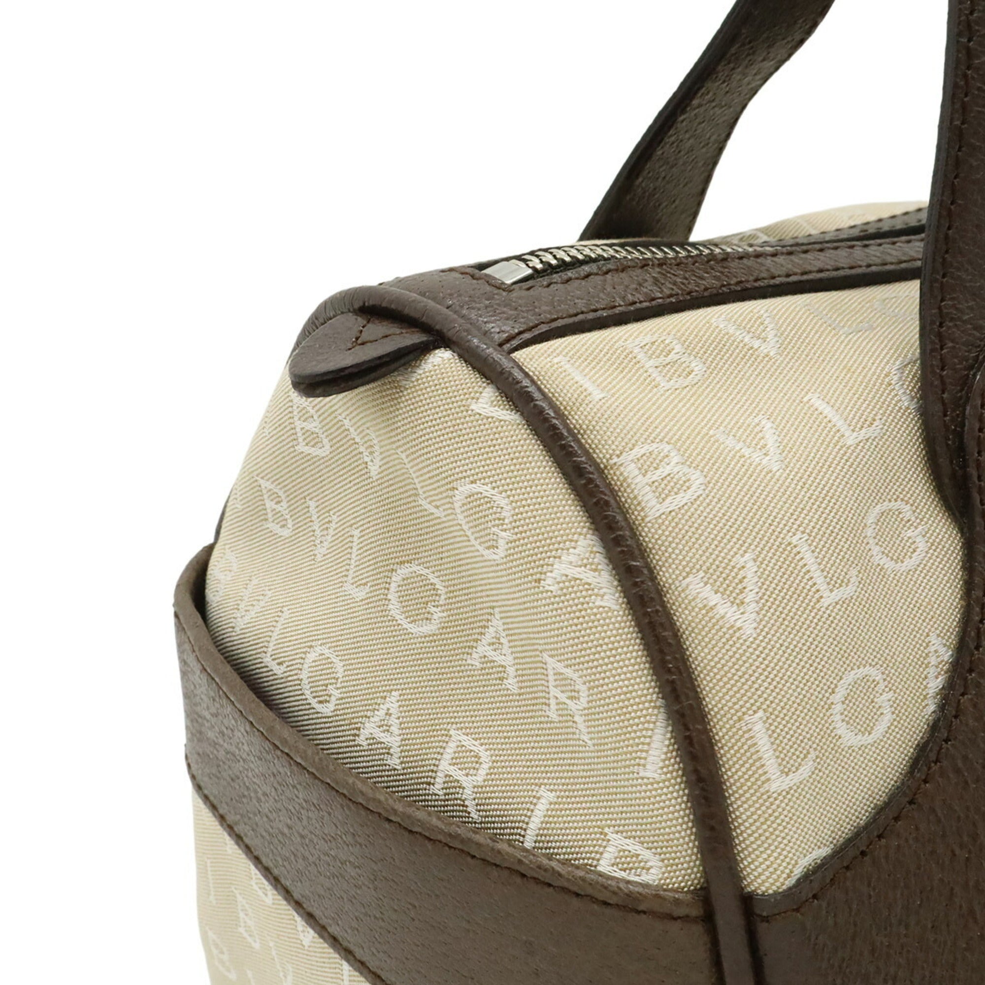 Bvlgari Beige Brown Canvas Leather Handbag Tote Bag (Pre-Owned)