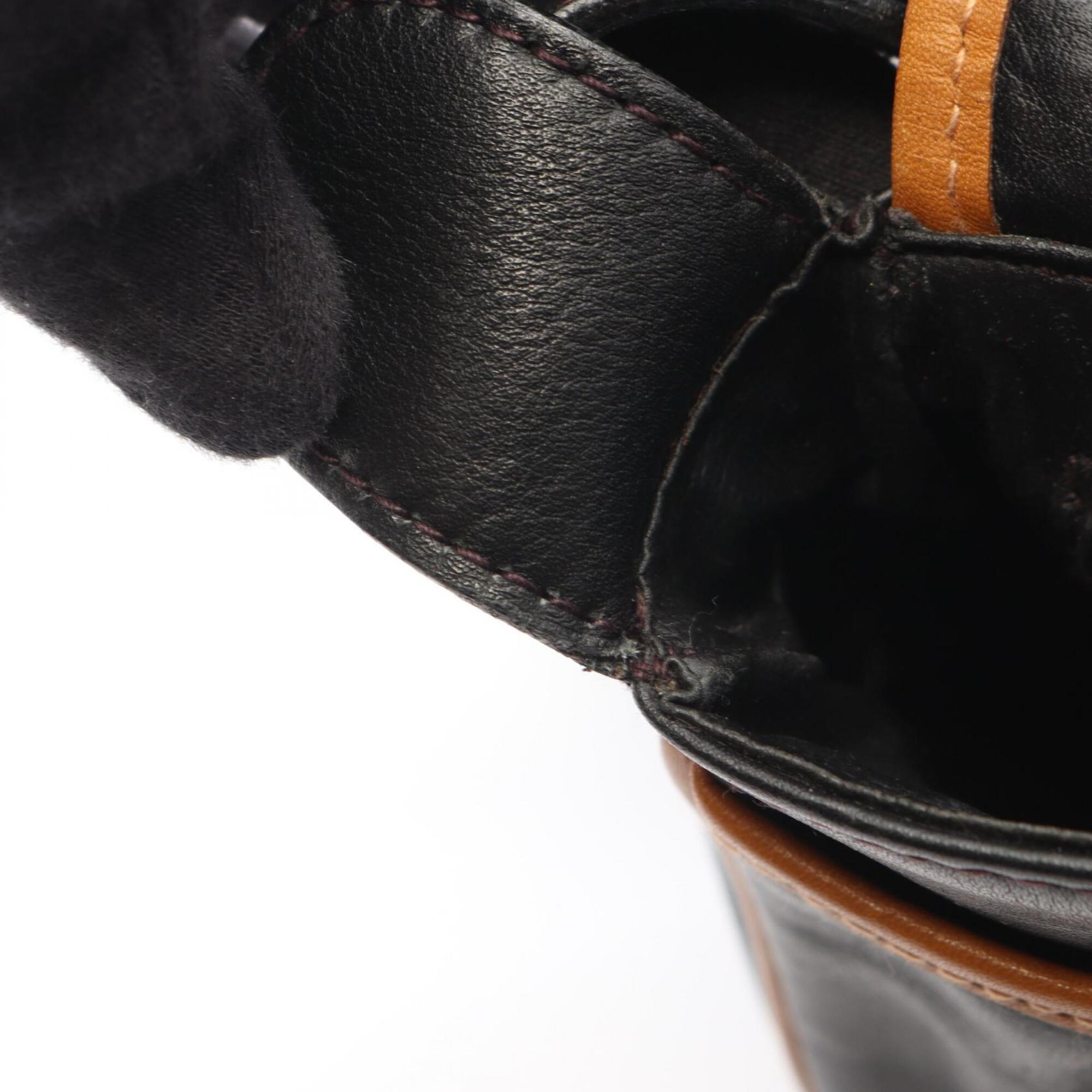 Celine Black Brown Leather Handbag Shoulder Bag (Pre-Owned)