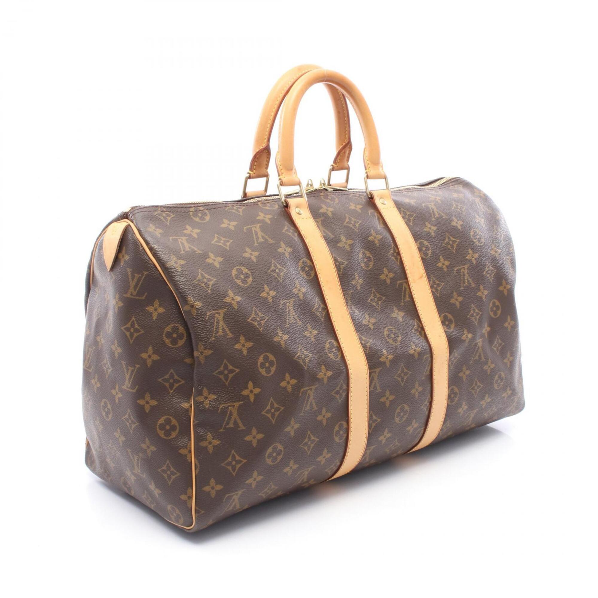 Louis Vuitton Brown Pvc Coated Canvas Leather Boston Bag (Pre-Owned)