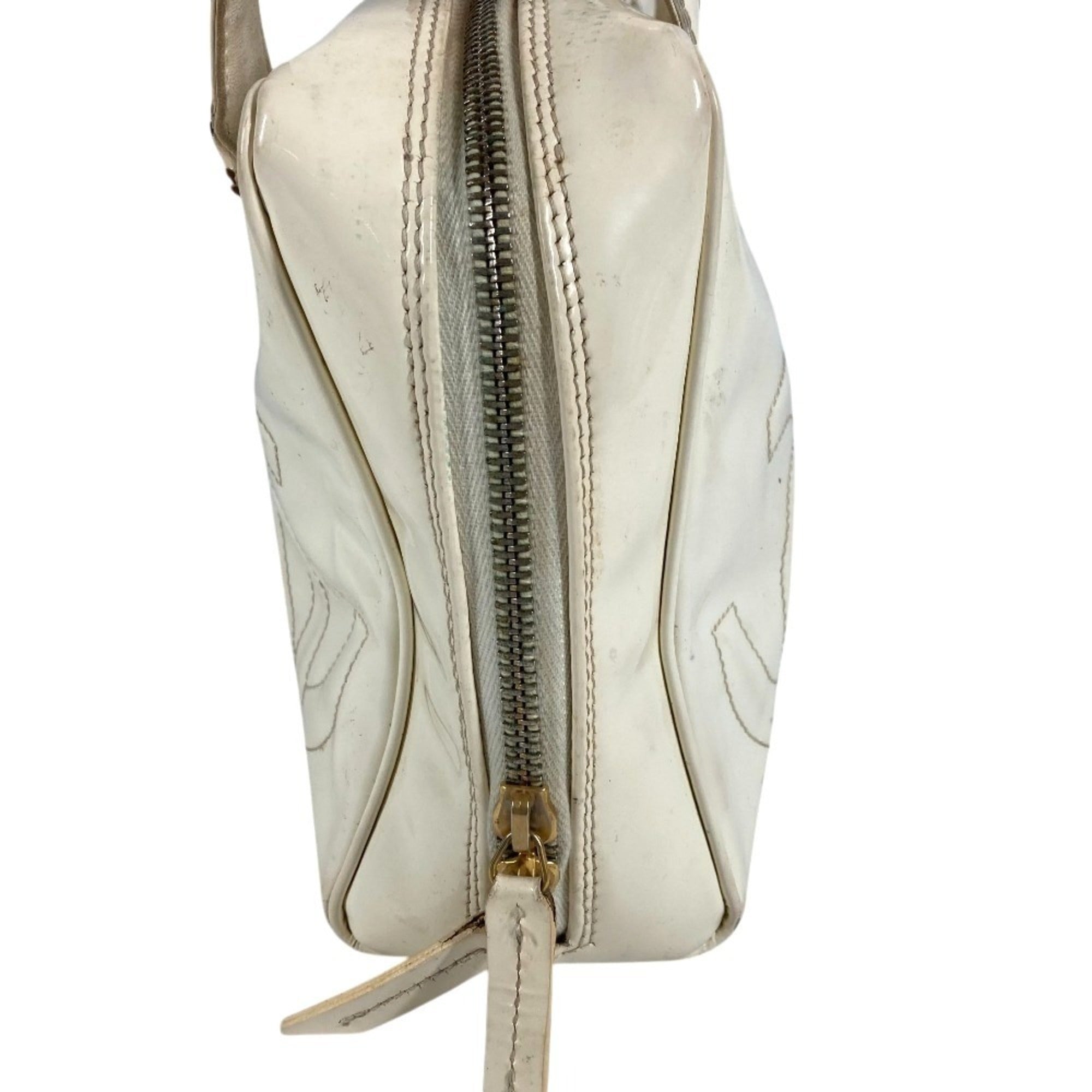 Chanel White Leather Shoulder Bag Tote Bag (Pre-Owned)