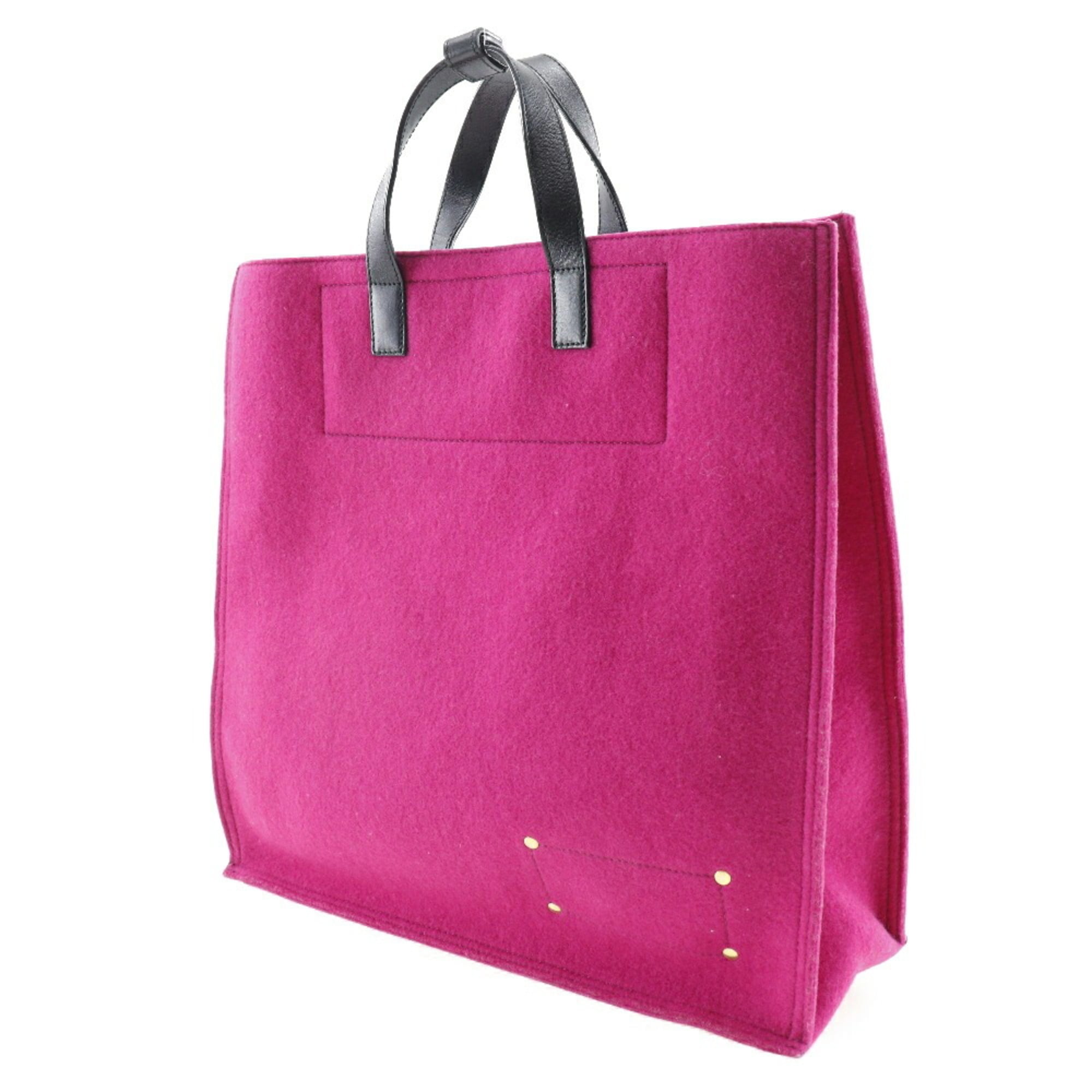 Saint Laurent Black Pink Felt Leather Tote Bag (Pre-Owned)