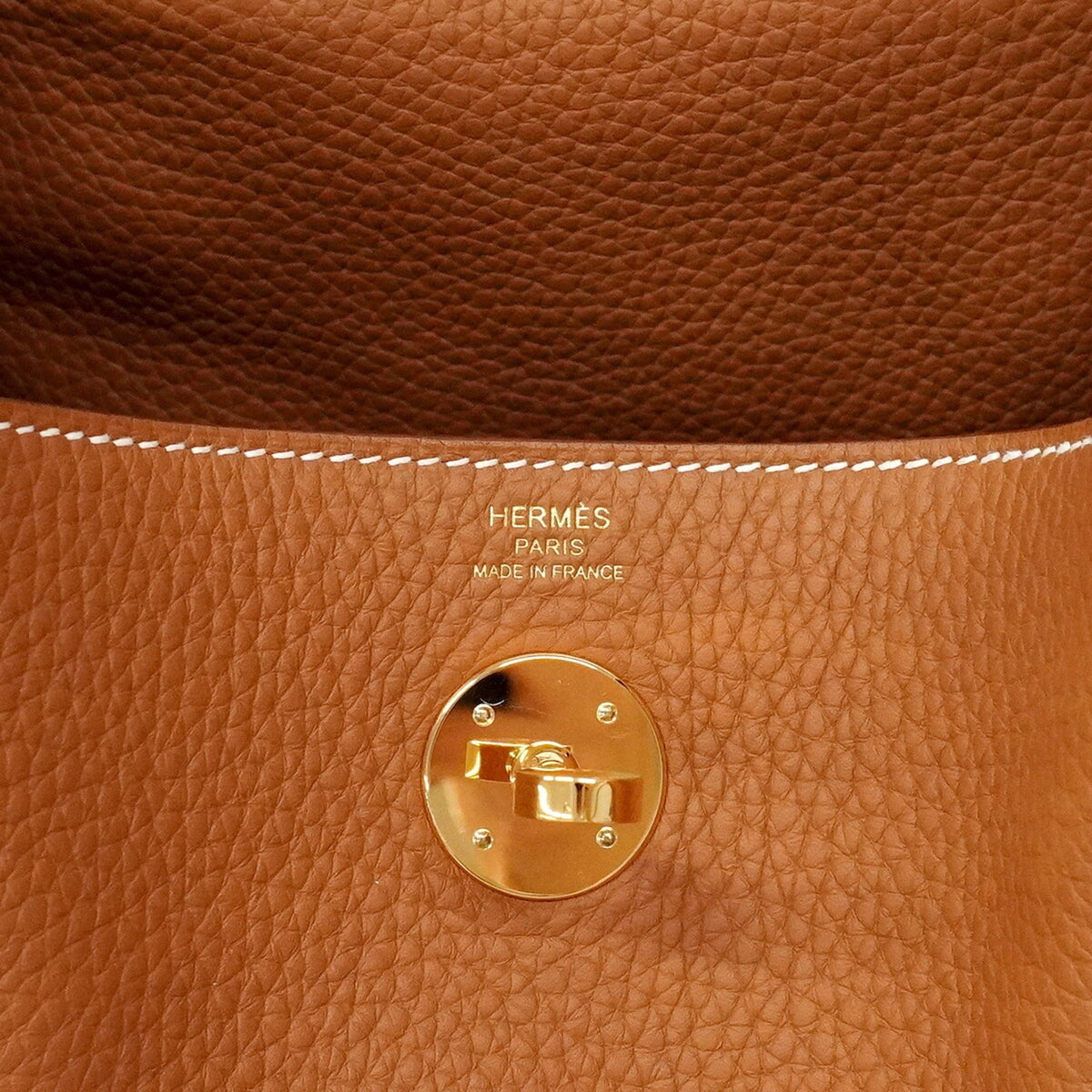 Hermes Gold Taurillon Clemence Leather Handbag (Pre-Owned)