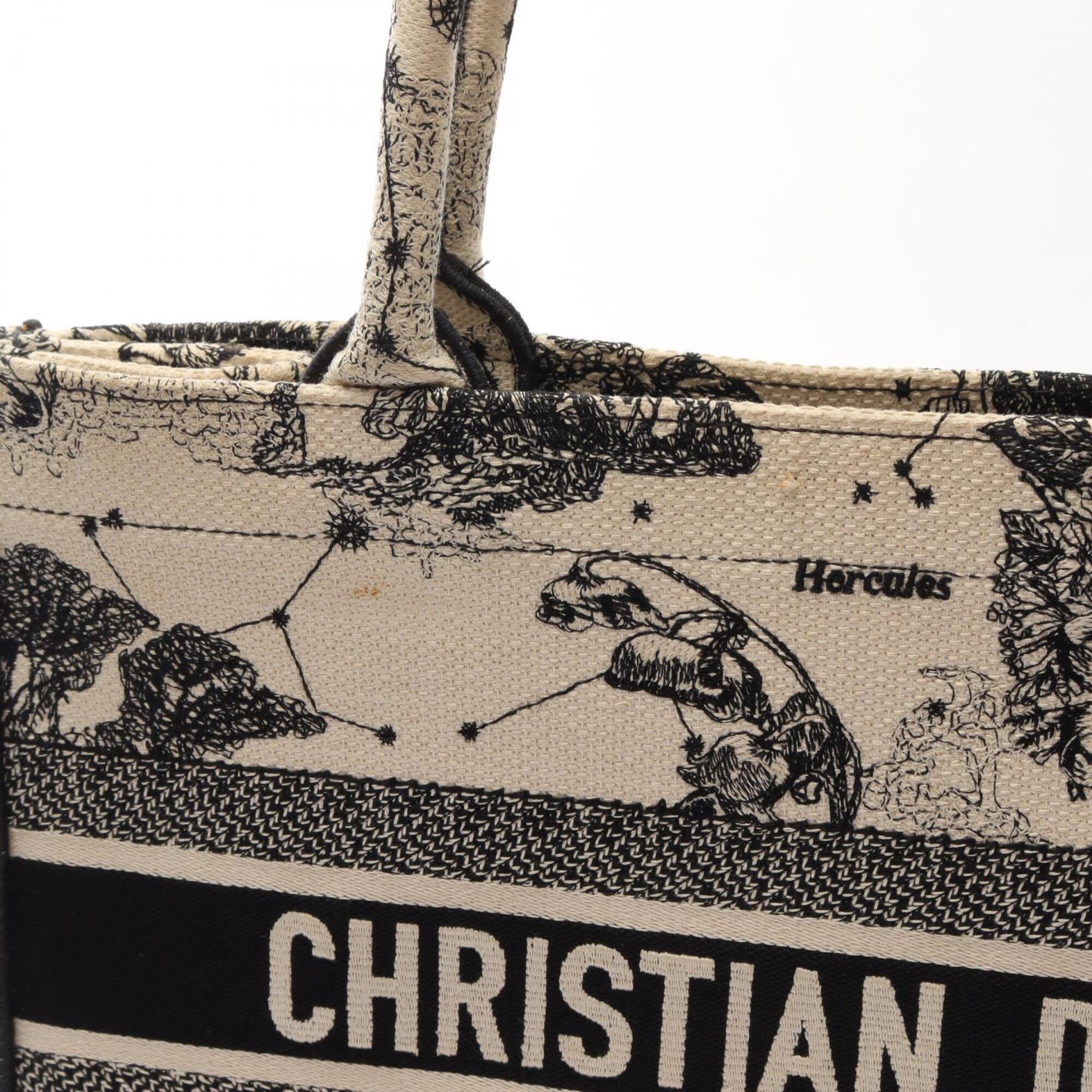 Christian Dior Black Ivory Canvas Handbag Tote Bag (Pre-Owned)