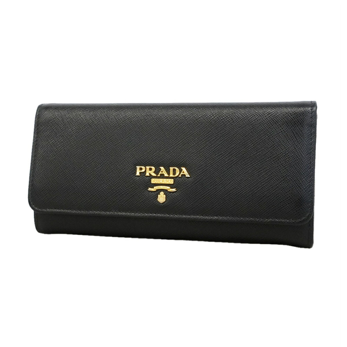 Prada Black Leather Long Wallet (Bi-Fold) (Pre-Owned)