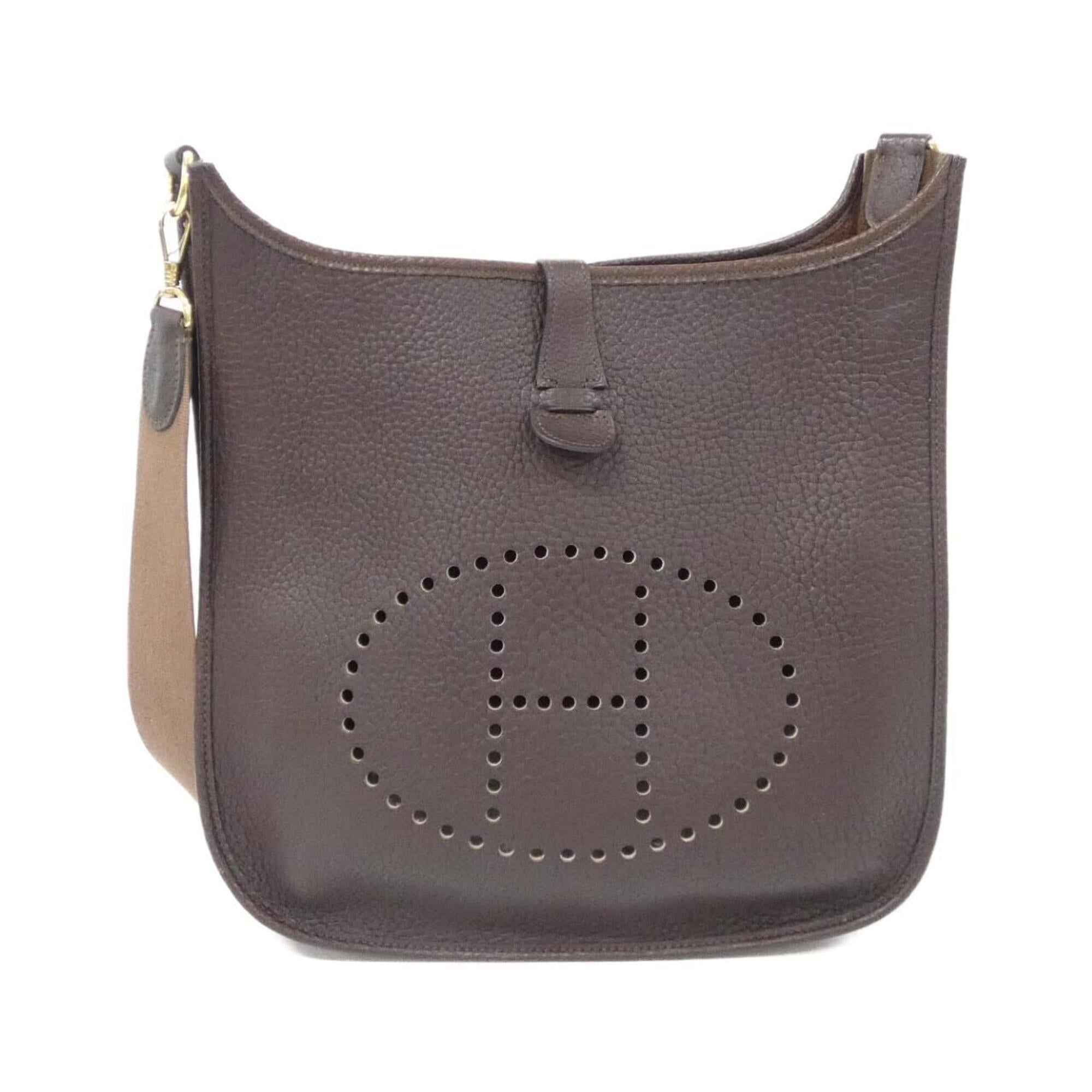 Hermes Evelyne Marron Fonce Fjord Leather Shoulder Bag (Pre-Owned)
