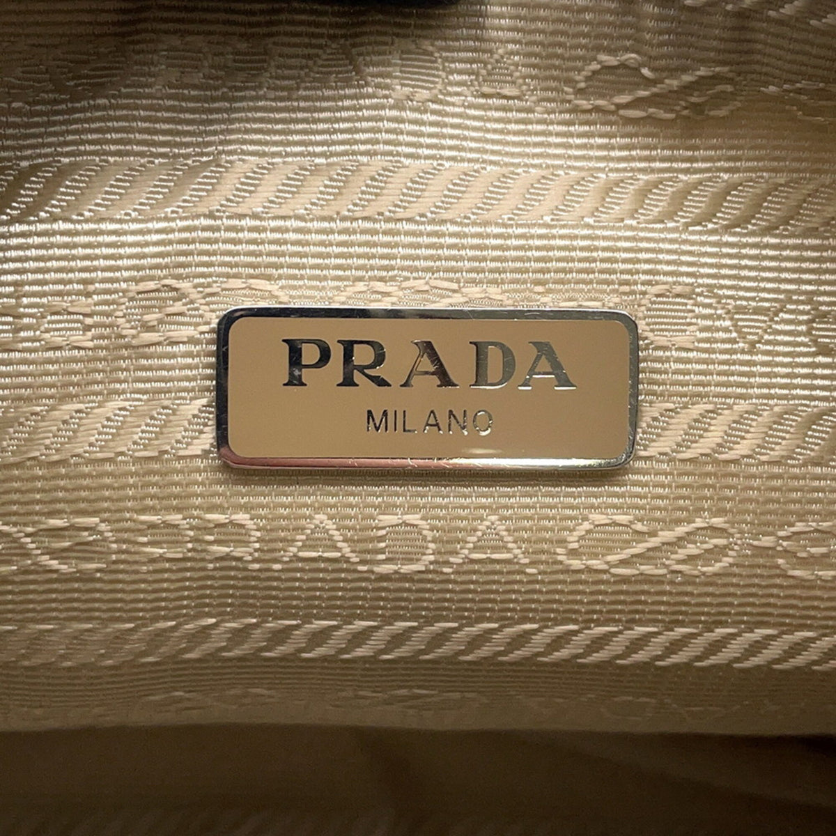 Prada Beige Nylon Leather Handbag Shoulder Bag (Pre-Owned)
