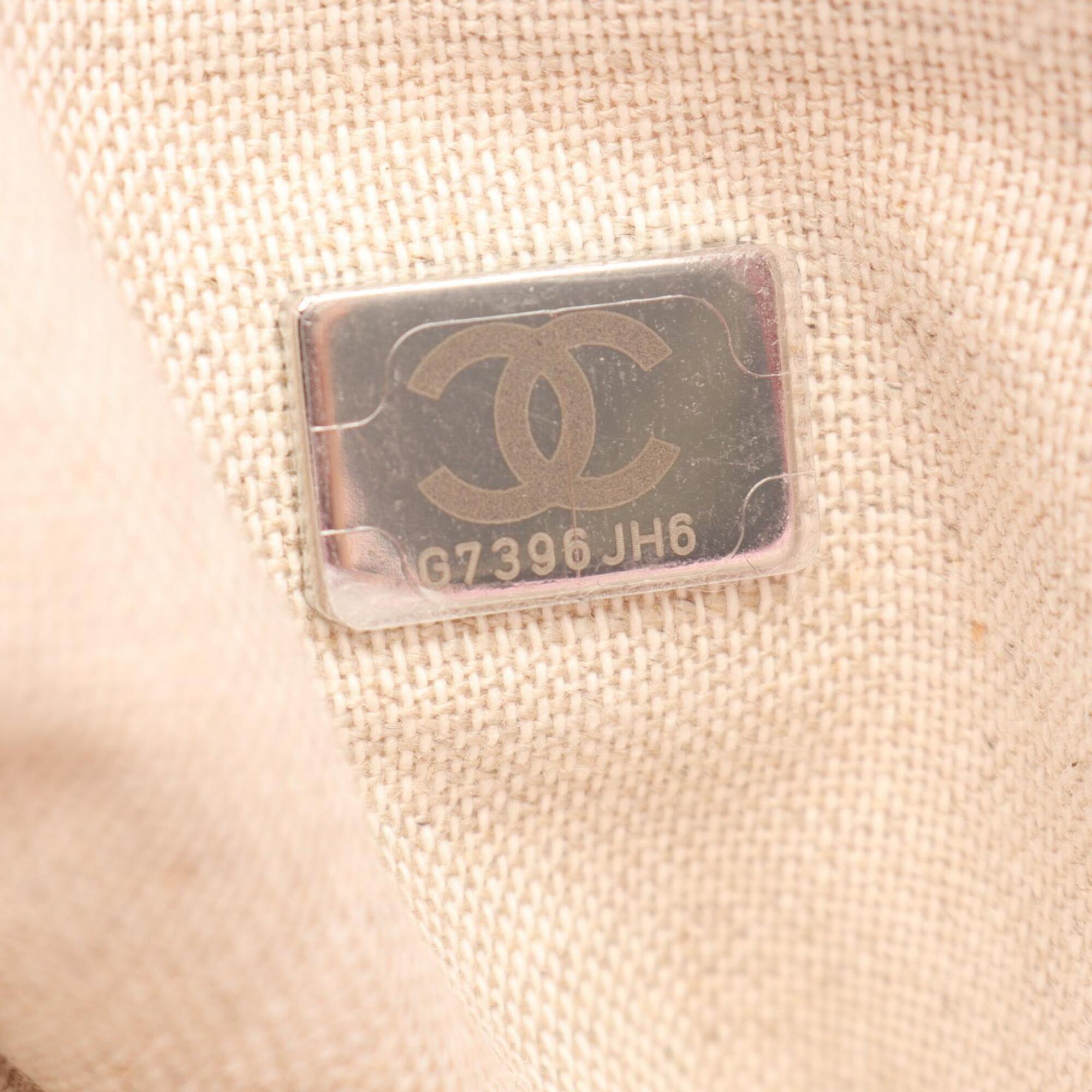 Chanel Pink Canvas Leather Handbag Pouch Tote Bag (Pre-Owned)