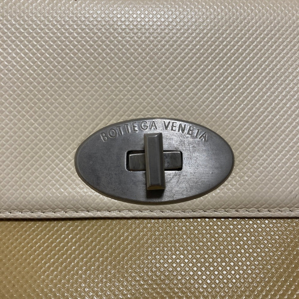 Bottega Veneta Beige White Leather Tote Bag (Pre-Owned)