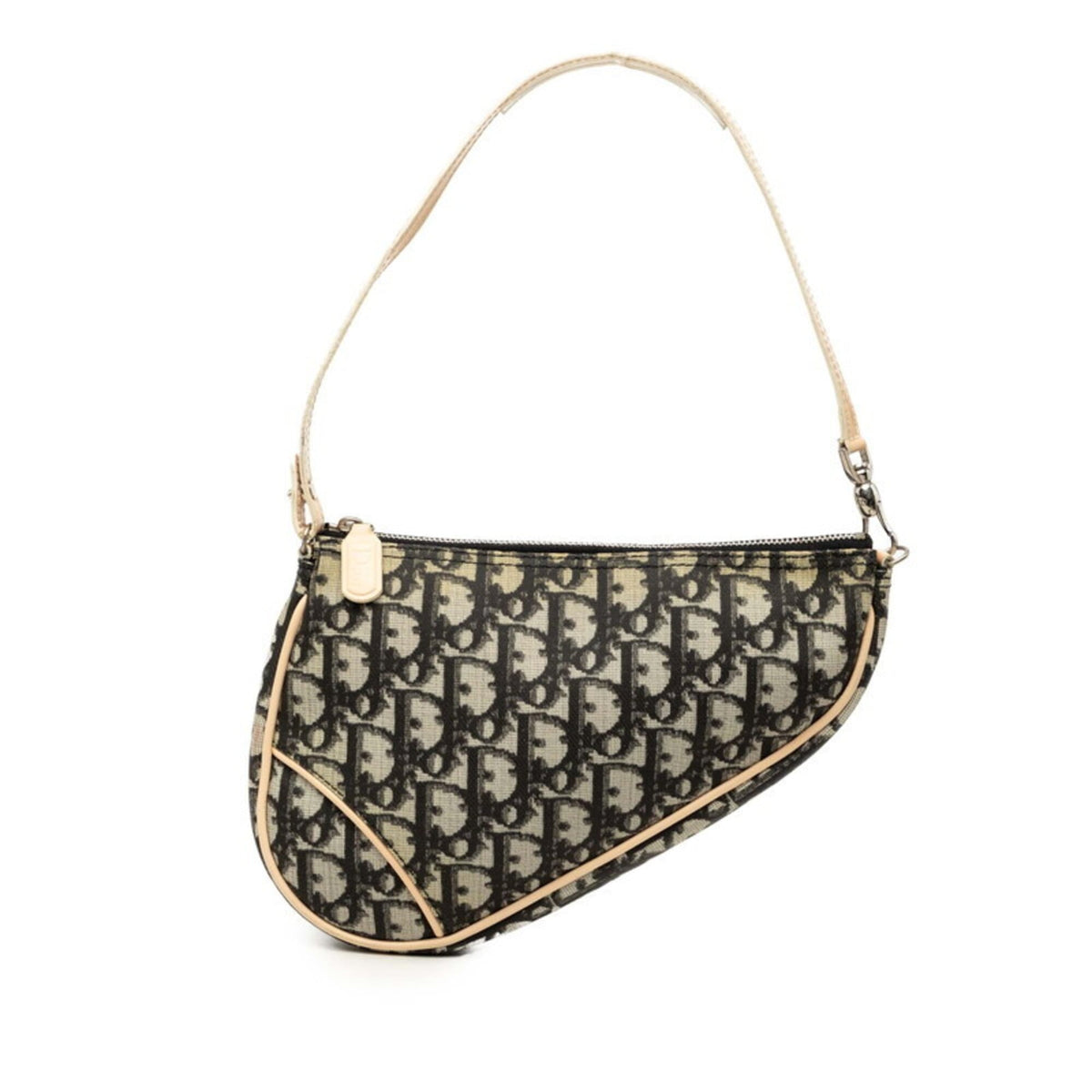Christian Dior Beige Black Pvc Leather Handbag Saddle Bag Shoulder Bag (Pre-Owned)