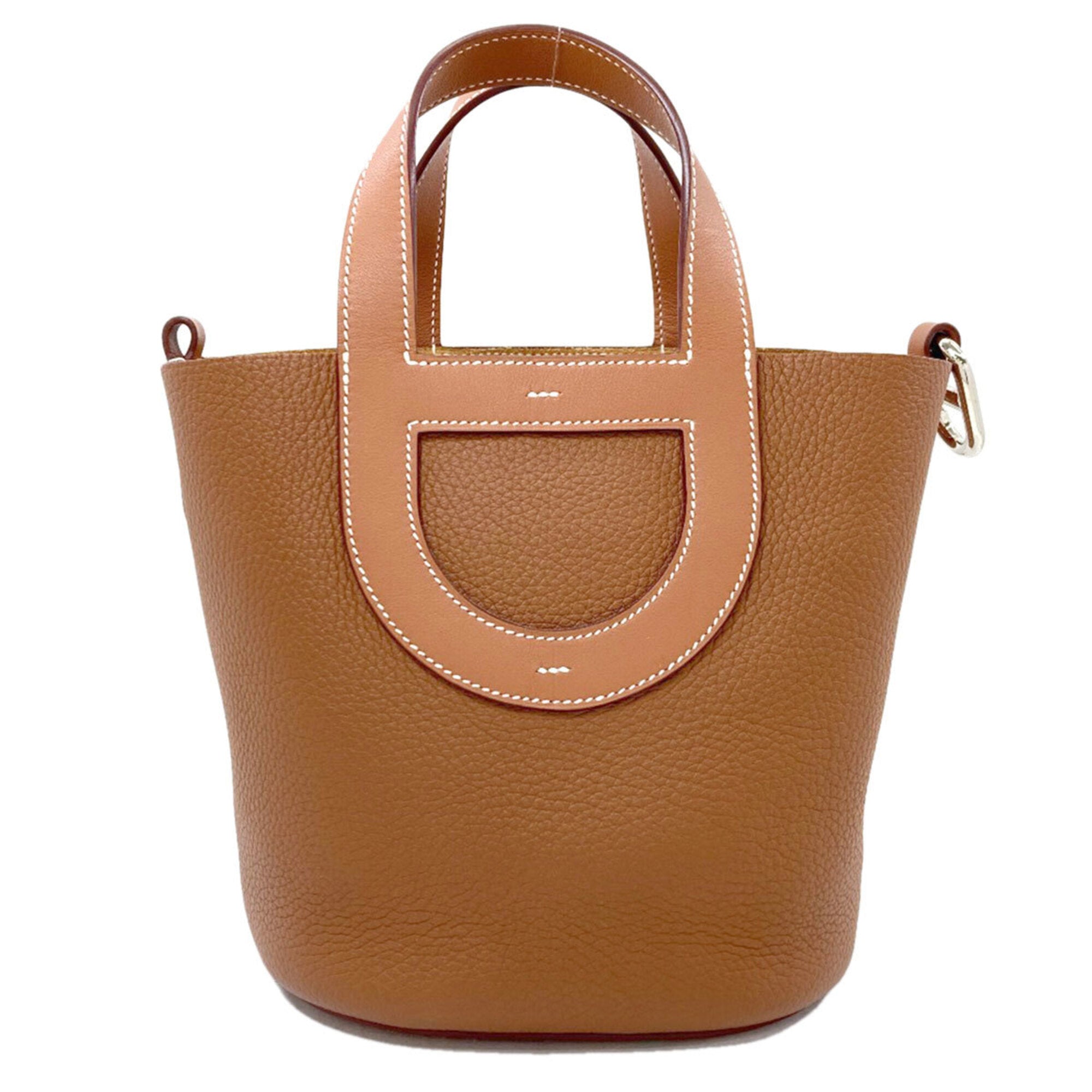 Hermes Gold Taurillon Clemence Leather Handbag (Pre-Owned)