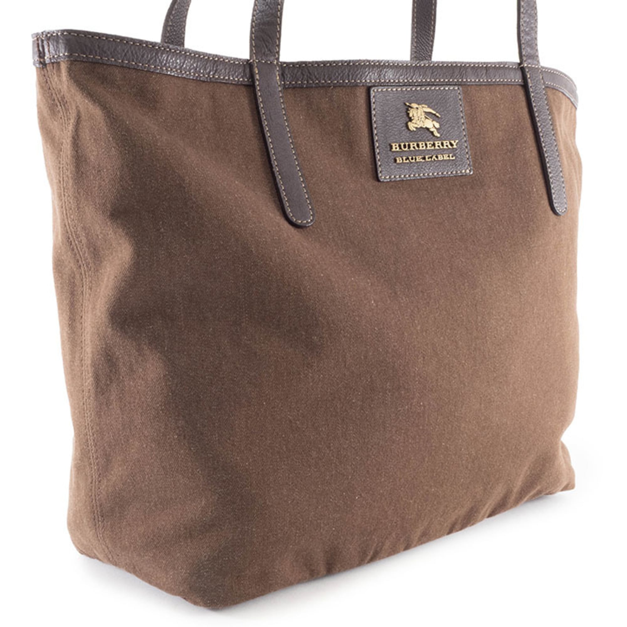 Burberry Brown Multi-Color Canvas Wool Felt Tote Bag (Pre-Owned)