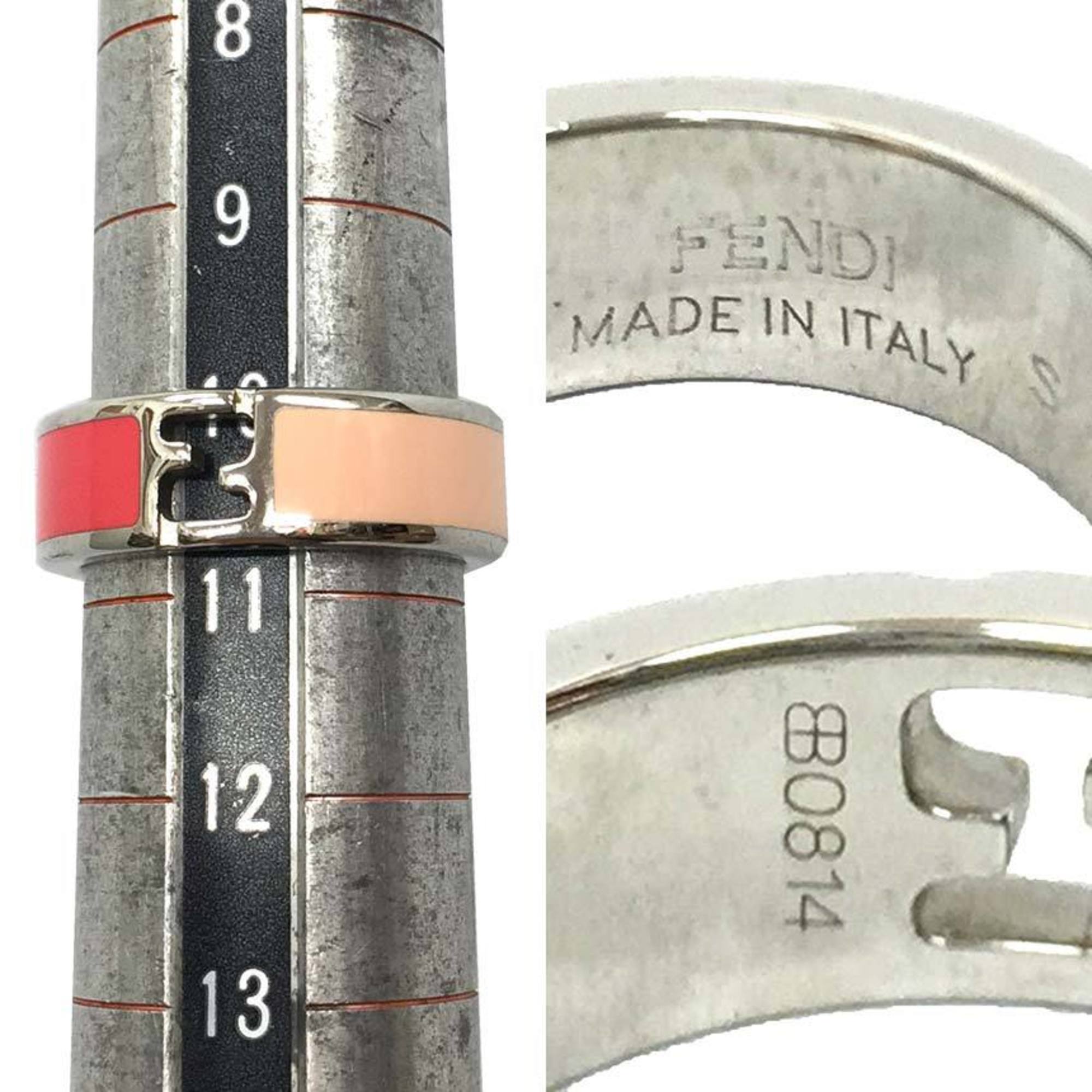 Fendi Silver Pink Brass Band Ring (Pre-Owned)