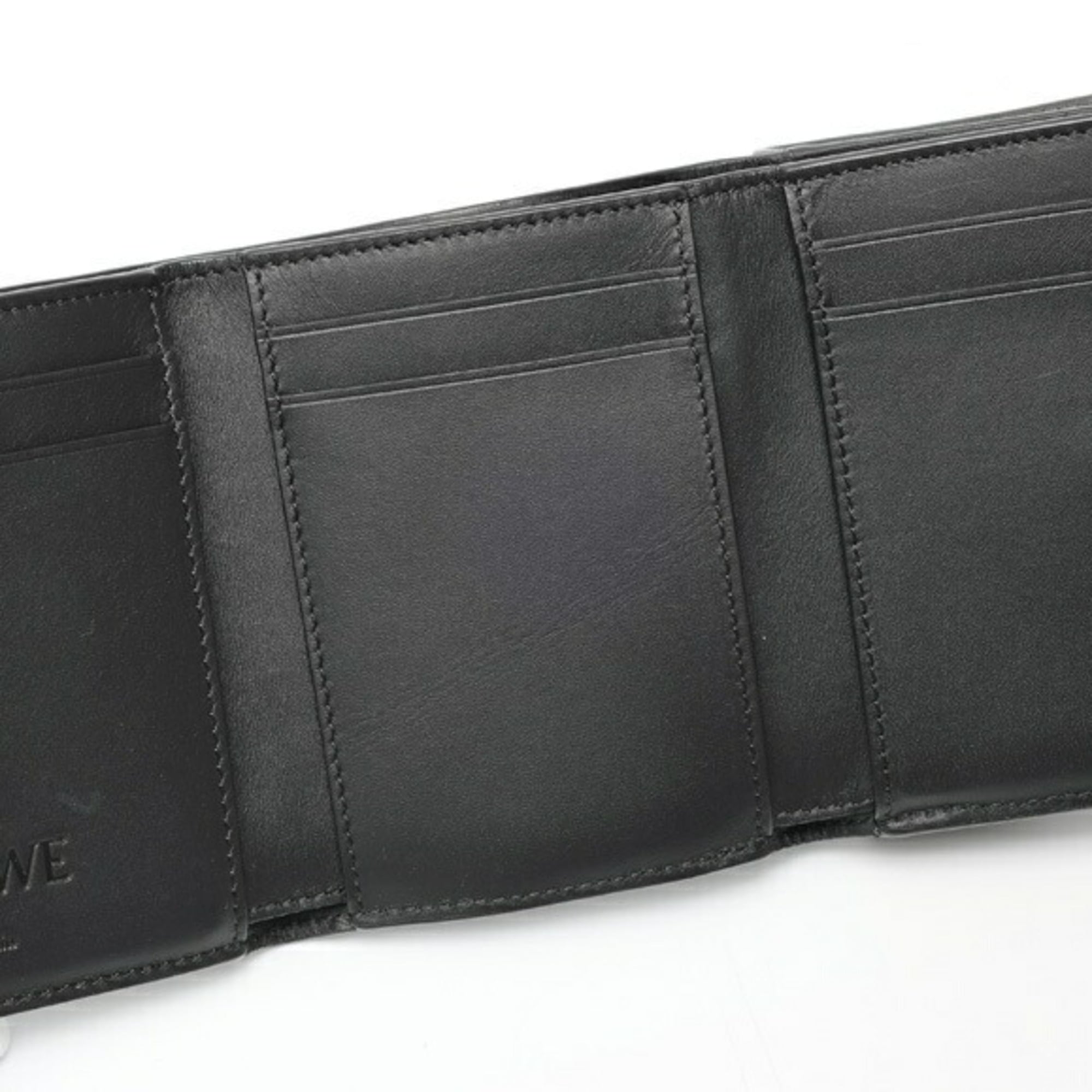 Loewe Black Satin Leather Wallet (Tri-Fold) (Pre-Owned)