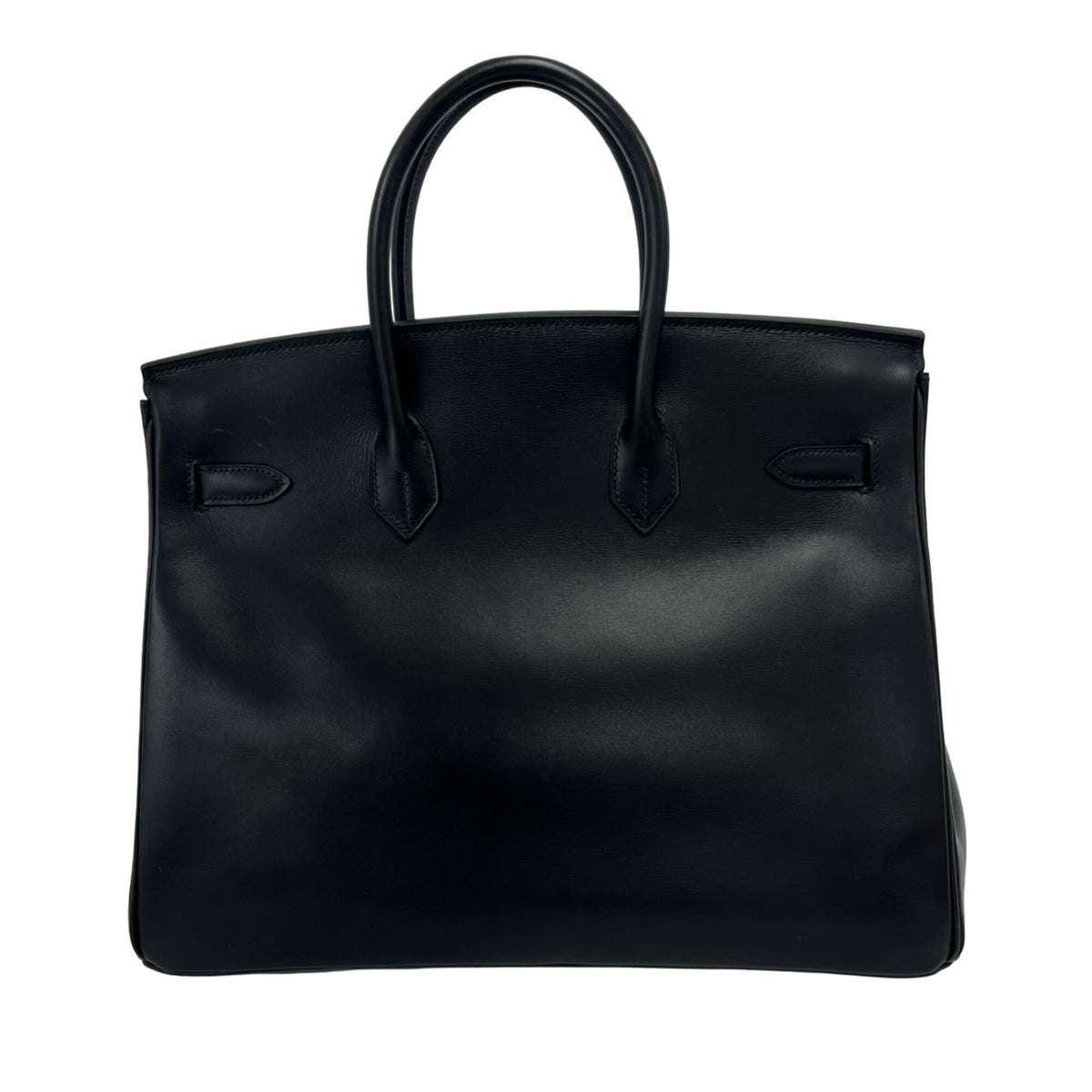 Hermes Black Box Calf Leather Handbag Tote Bag (Pre-Owned)