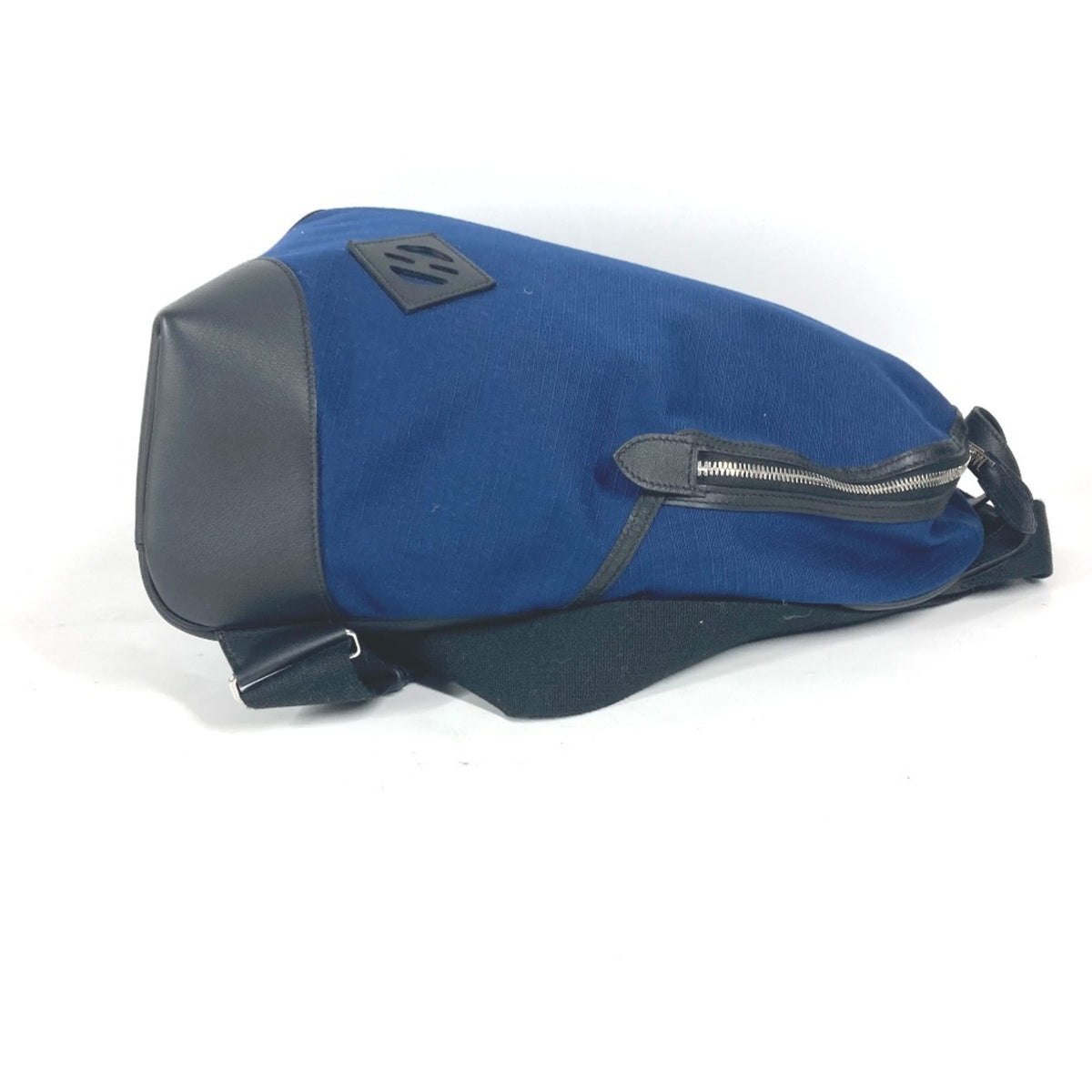 Hermes Black Blue Canvas Leather Backpack (Pre-Owned)
