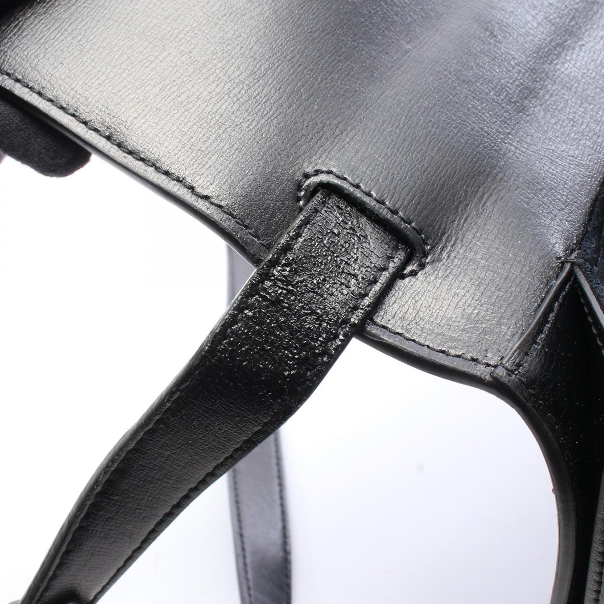 Saint Laurent Black Leather Suede Handbag Shoulder Bag (Pre-Owned)