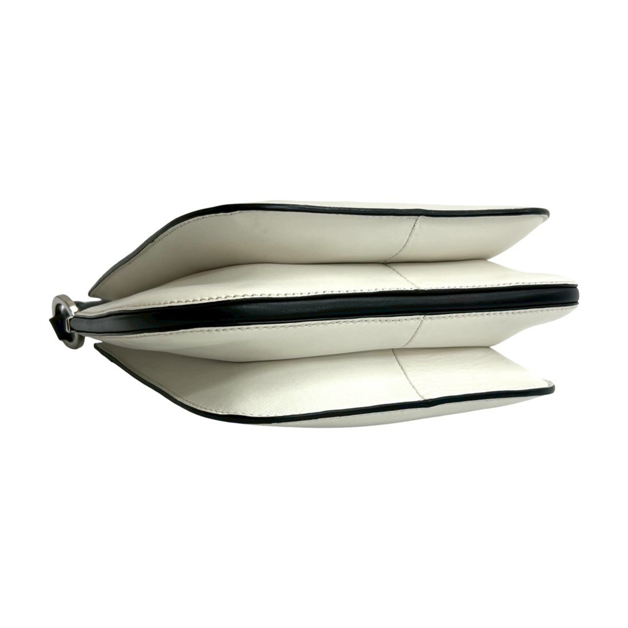 Prada Black White Leather Handbag Shoulder Bag Tote Bag (Pre-Owned)