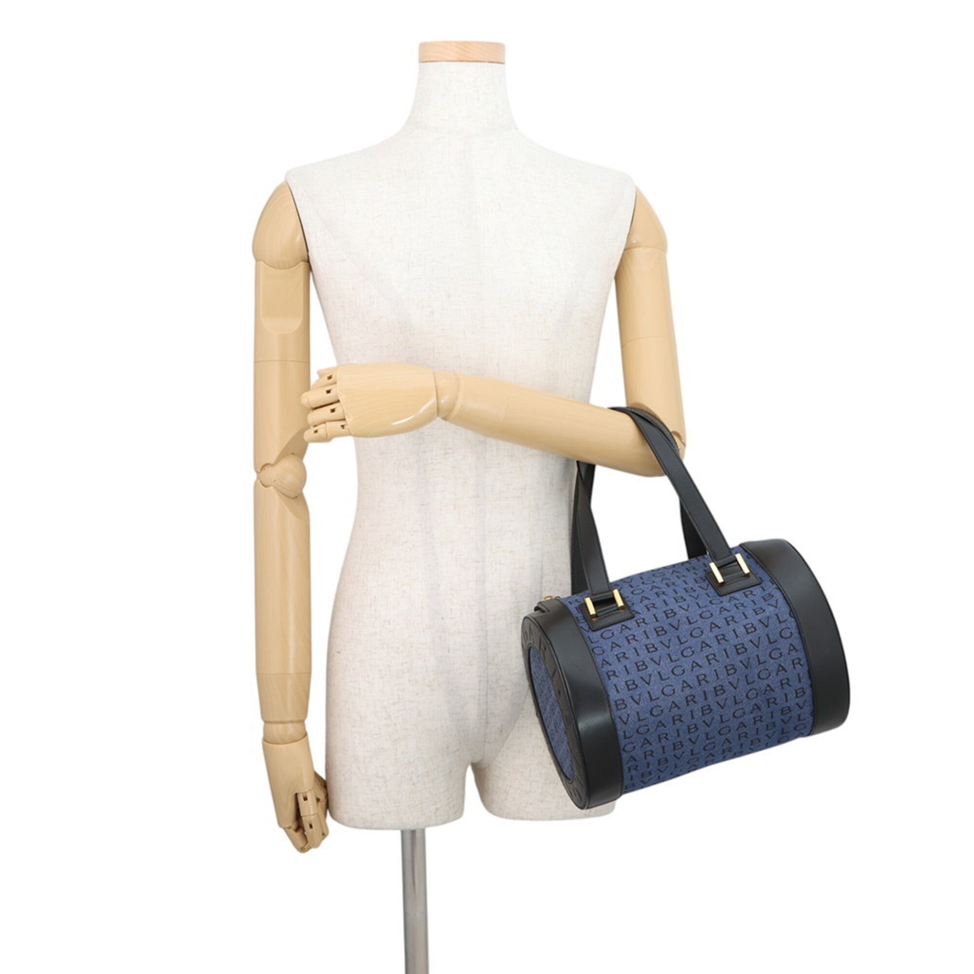Bvlgari B.Zero1 Navy Black Denim Leather Handbag (Pre-Owned)