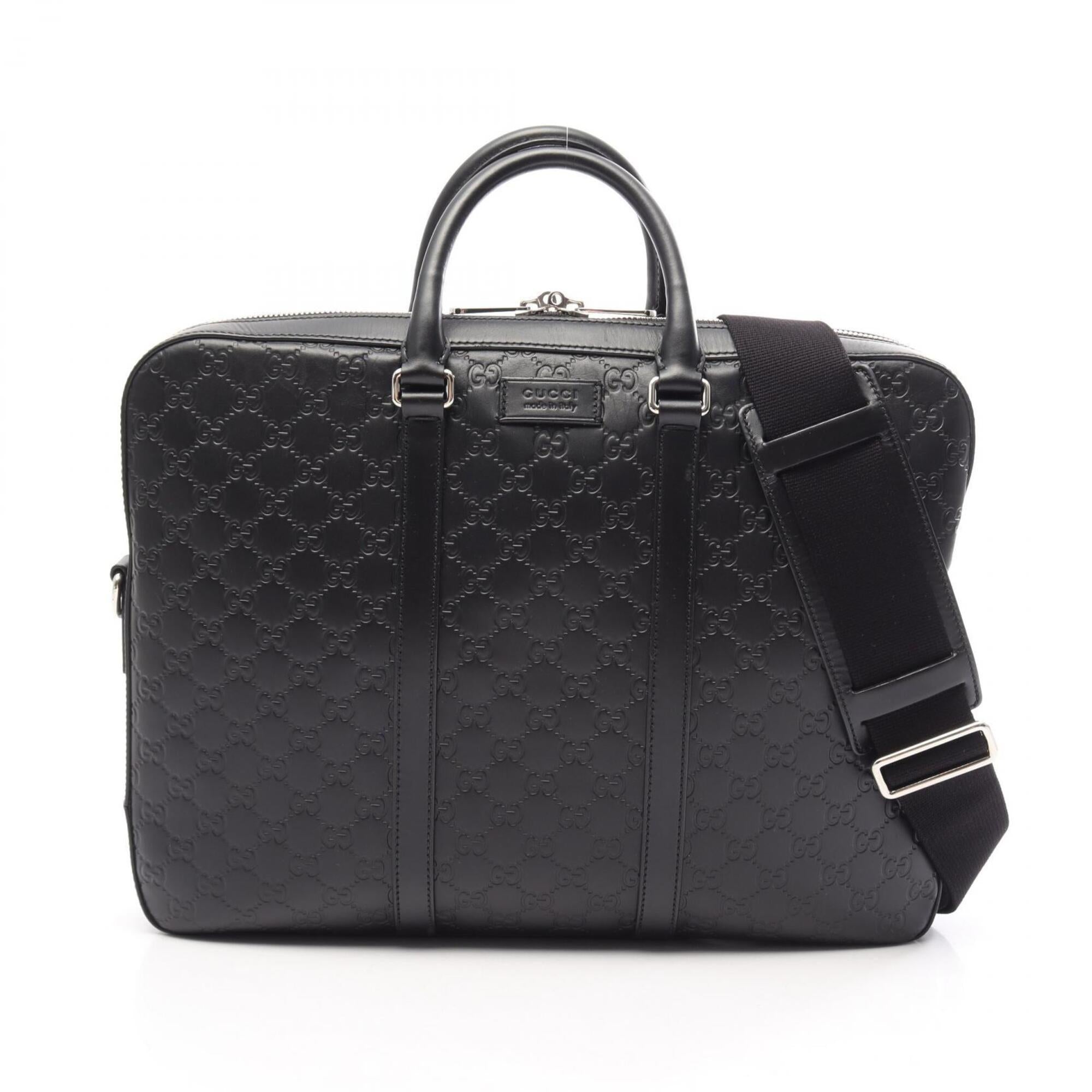 Gucci Black Leather Briefcase Handbag (Pre-Owned)