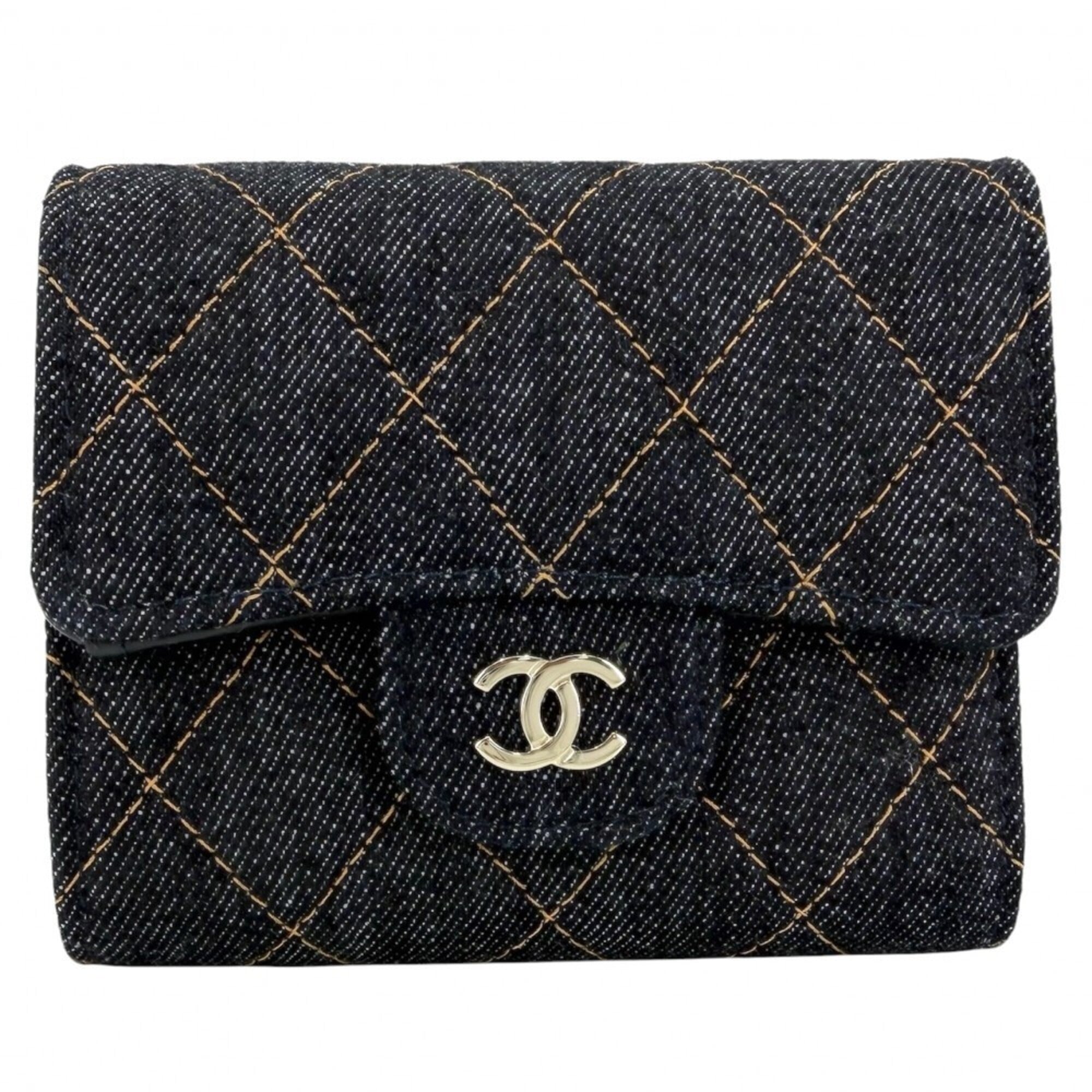 Chanel Navy Denim Wallet (Bi-Fold) (Pre-Owned)