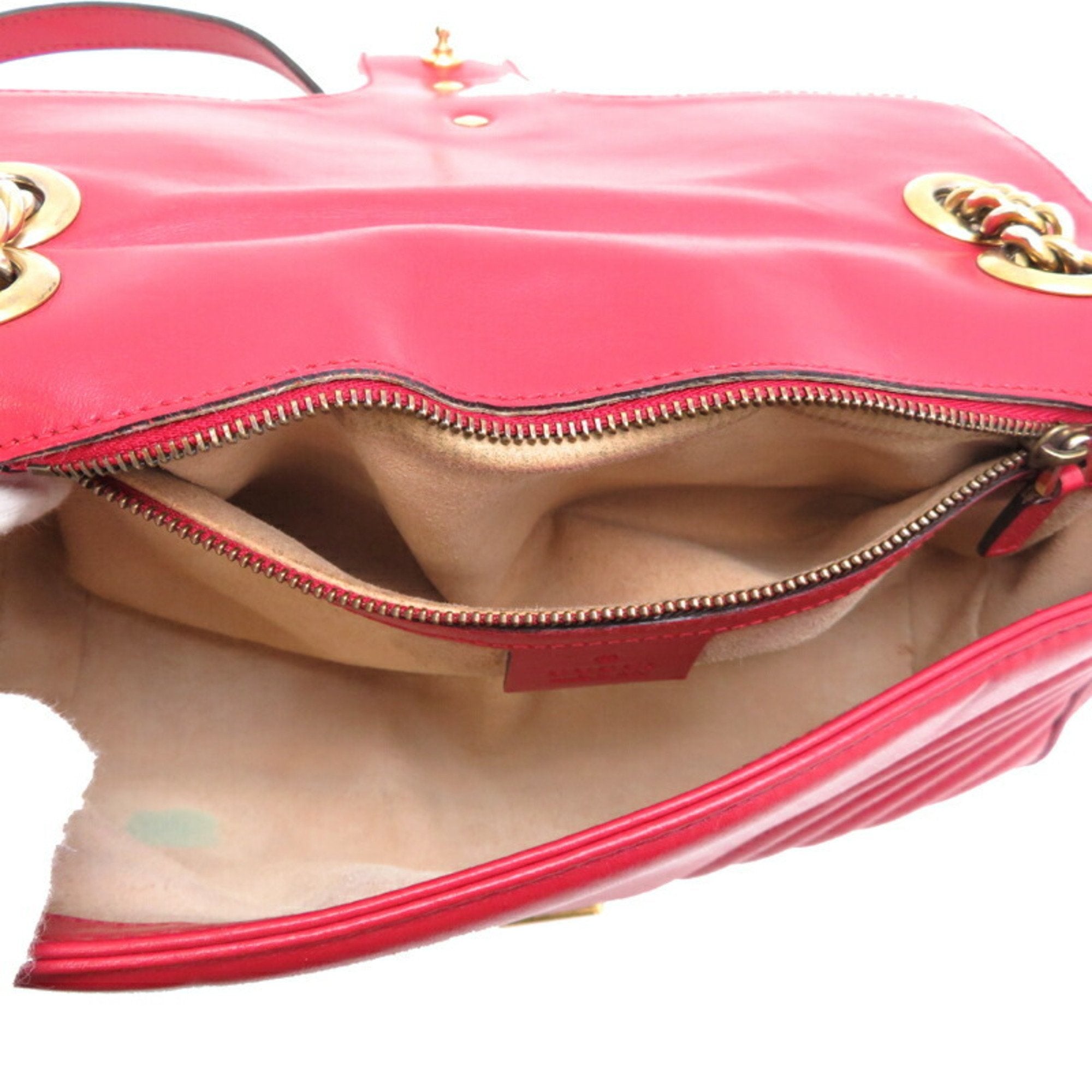 Gucci Gg Marmont Red Color Leather Shoulder Bag (Pre-Owned)