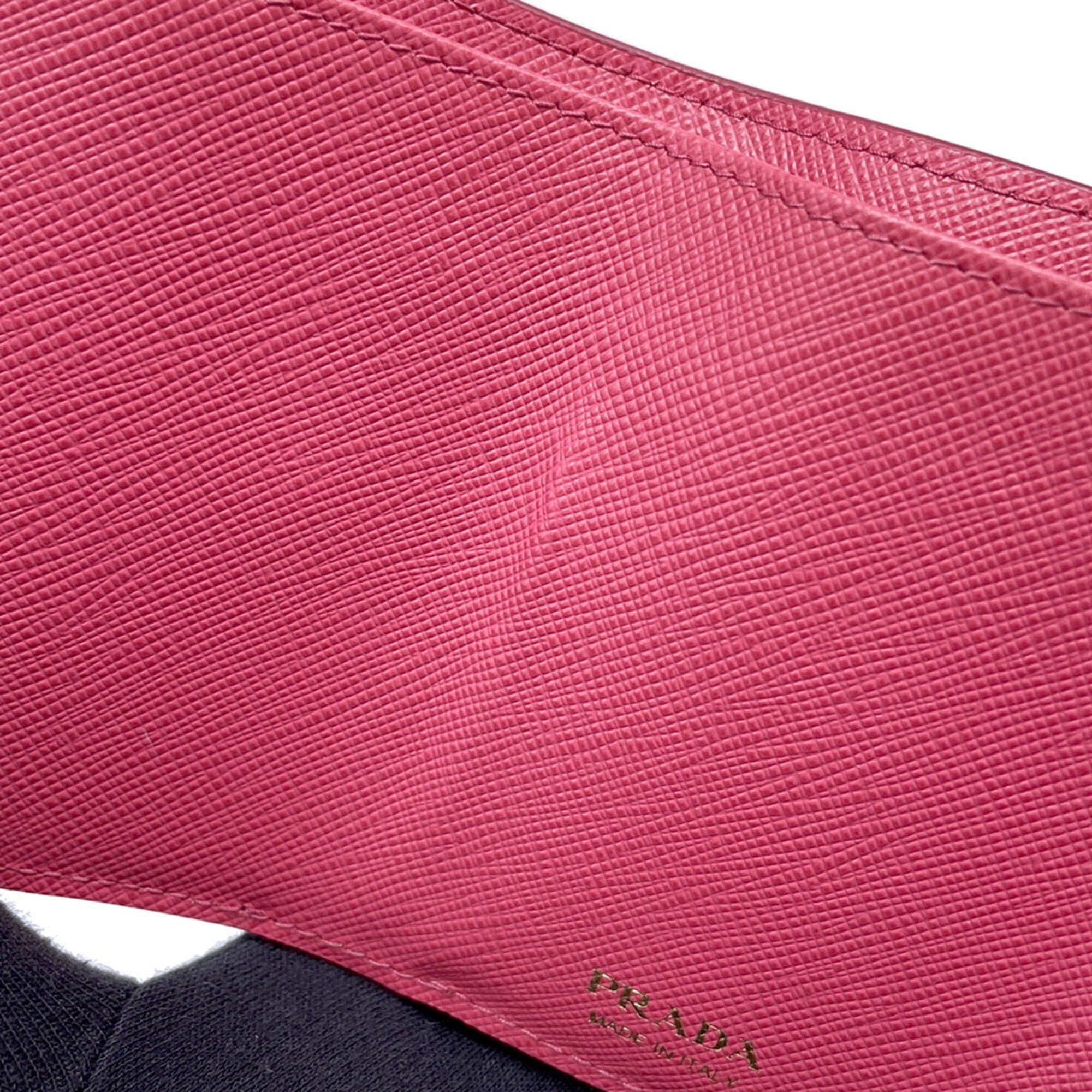 Prada Saffiano Pink Leather Wallet (Tri-Fold) (Pre-Owned)
