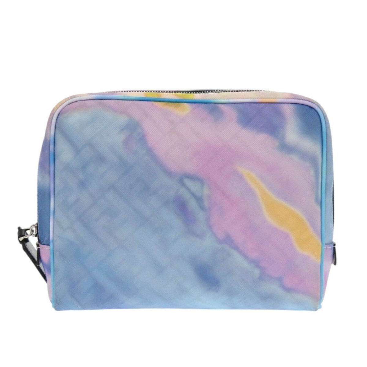 Fendi Light Blue Purple Yellow Fabric Leather Pouch (Pre-Owned)
