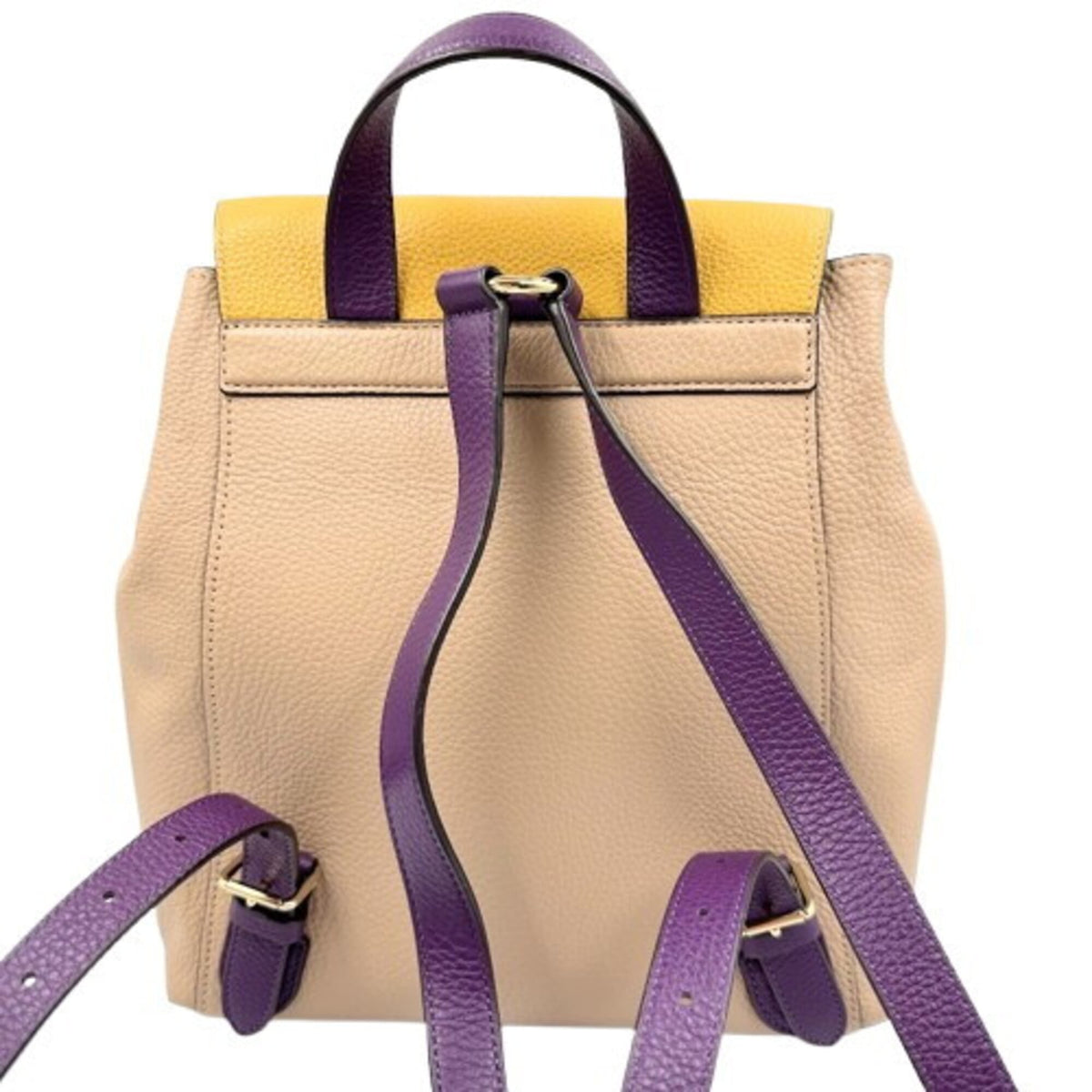 Coach Beige Yellow Leather Backpack (Pre-Owned)
