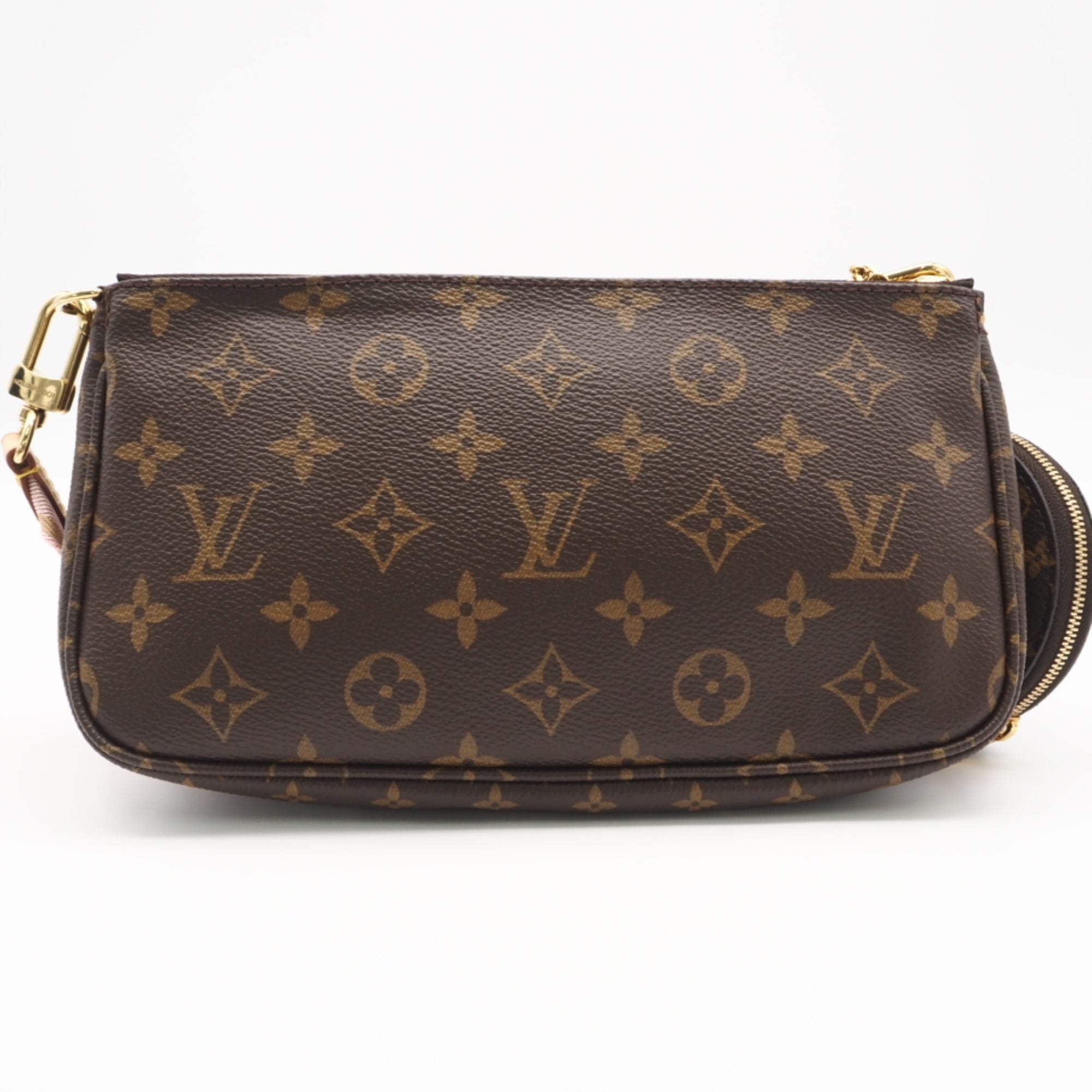 Louis Vuitton Beige Pink Brown Monogram Rose Clair Leather Coated Canvas Pochette Pouch Shoulder Bag (Pre-Owned)