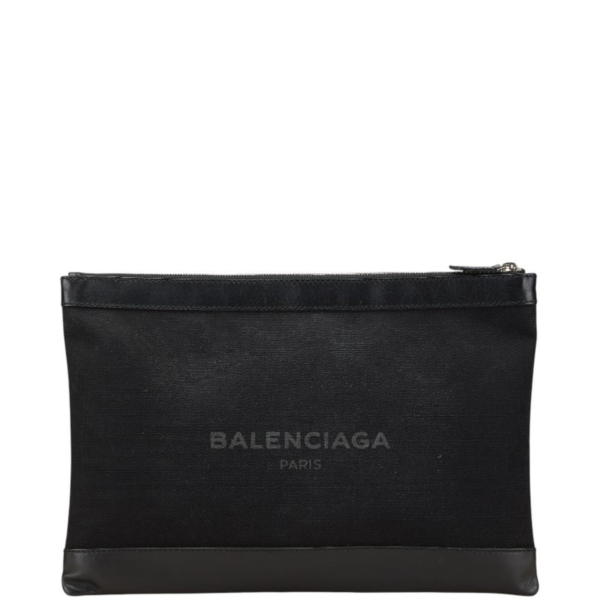 Balenciaga Black Canvas Leather Clutch Bag (Pre-Owned)
