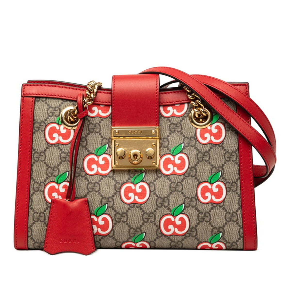 Gucci Padlock Beige Red Color Pvc Leather Handbag Shoulder Bag (Pre-Owned)