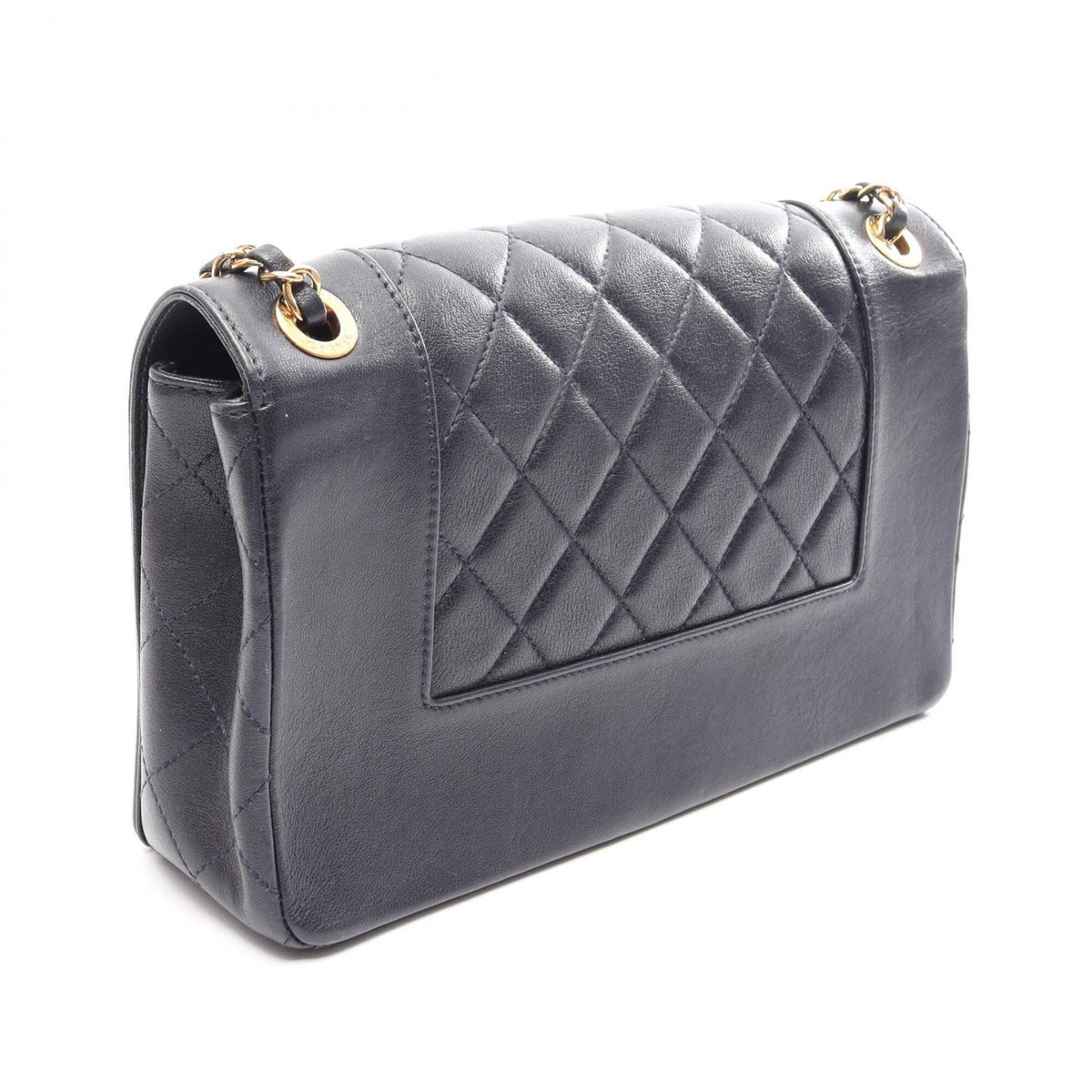 Chanel Navy Leather Handbag Shoulder Bag (Pre-Owned)