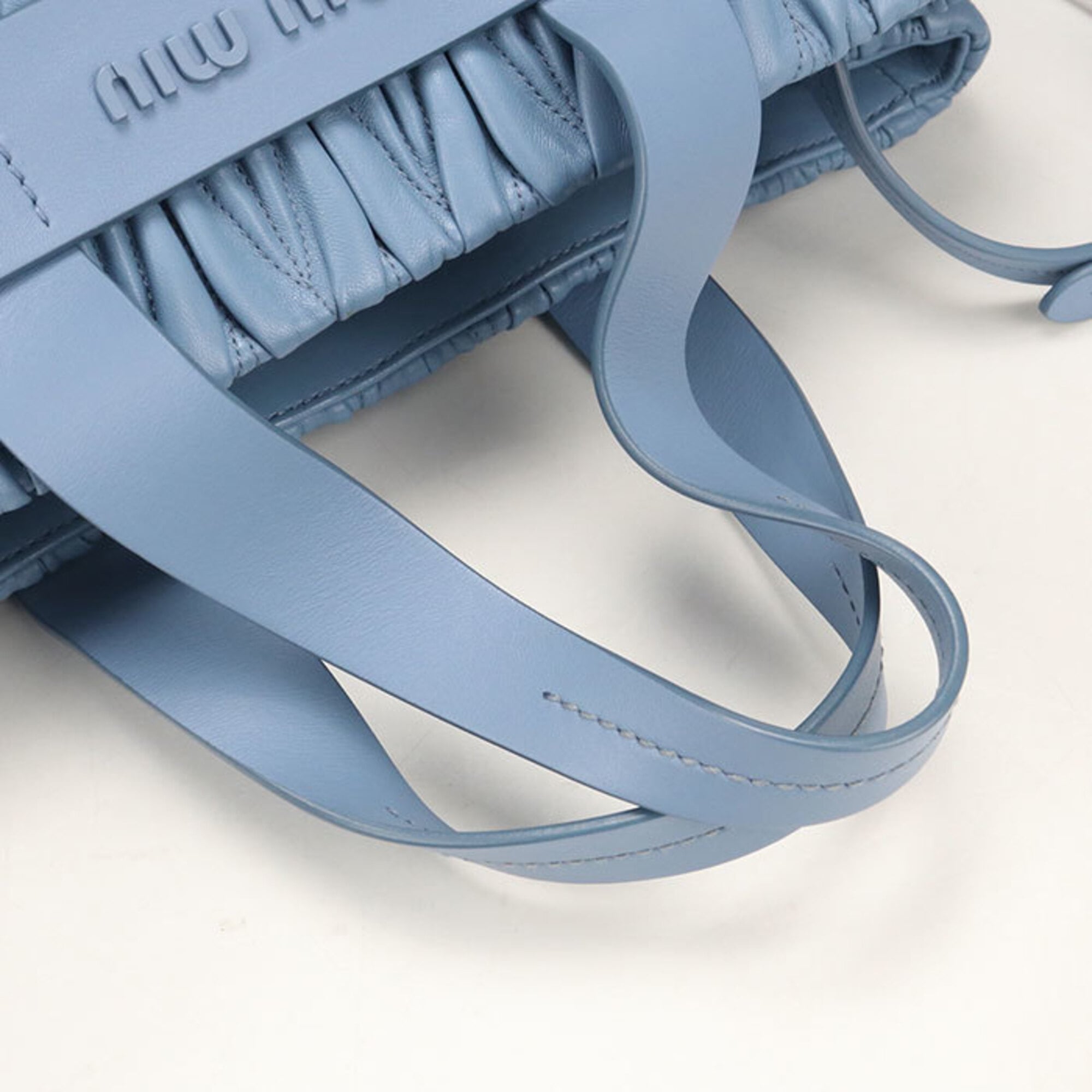 Miu Miu Blue Leather Tote Bag (Pre-Owned)