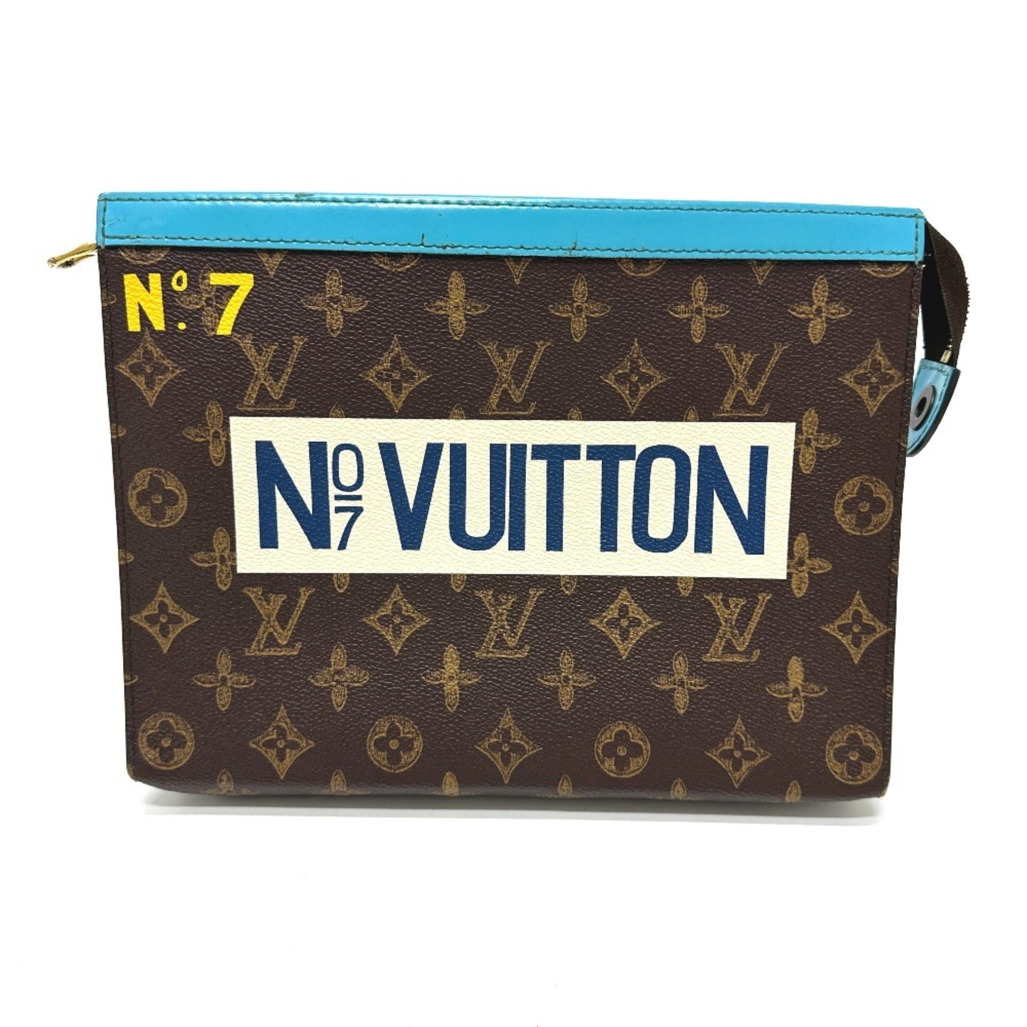 Louis Vuitton Blue Brown Monogram Clutch Bag Pochette (Pre-Owned)